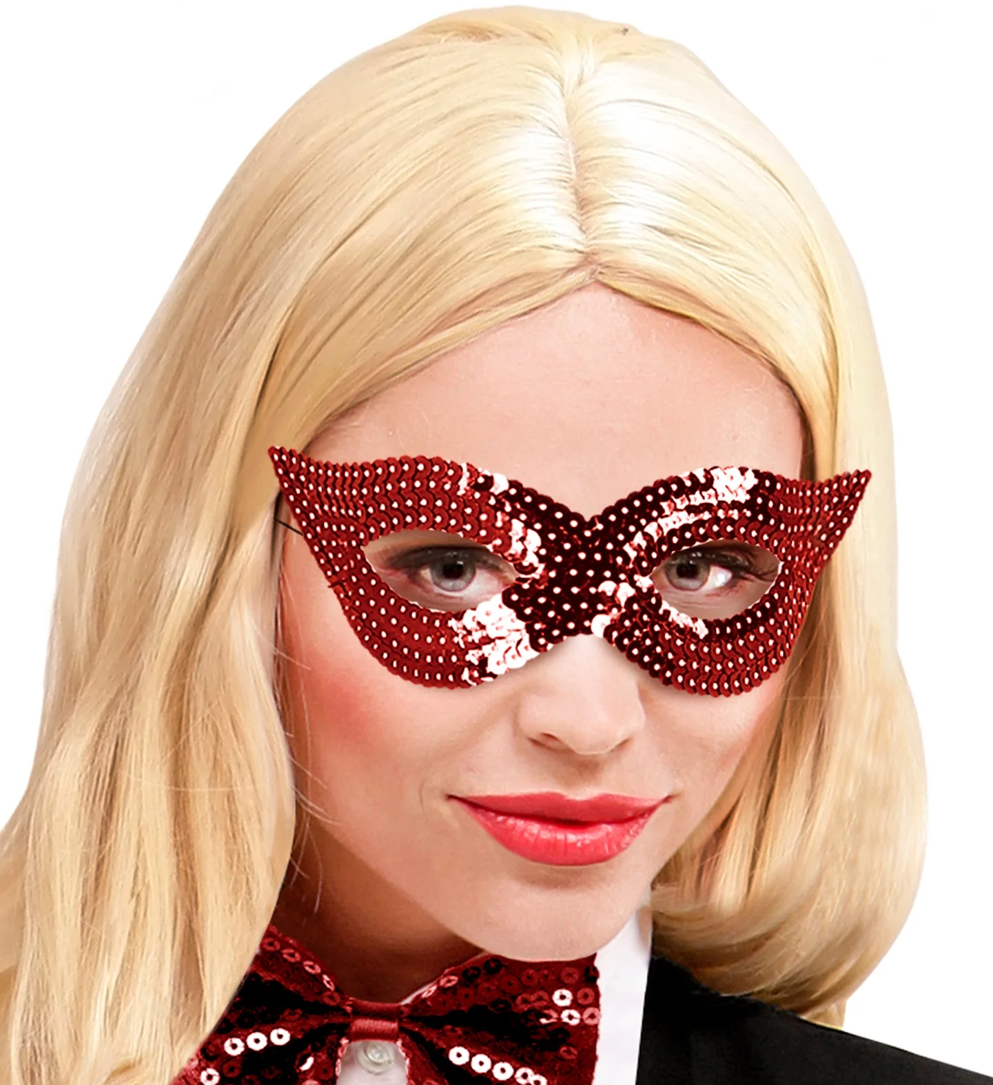 Rood oogmasker pailletten - Image 3
