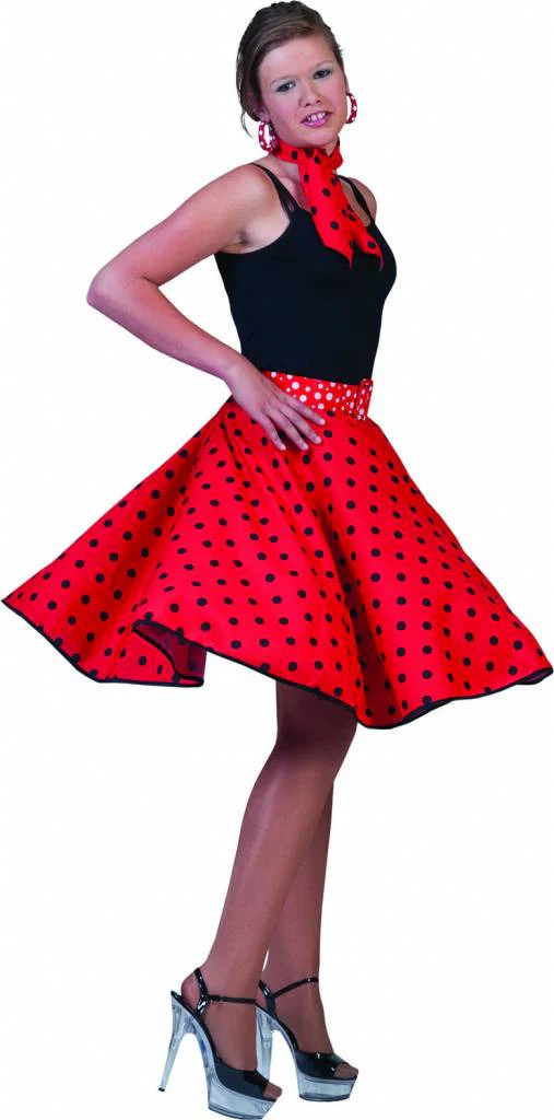 Rood rock & roll rokje met stippen - Image 2