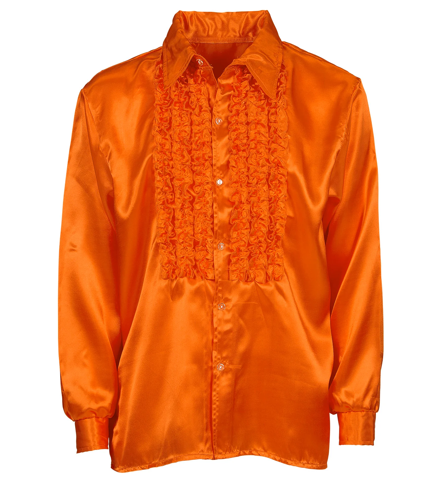 Ruche blouse satijn oranje