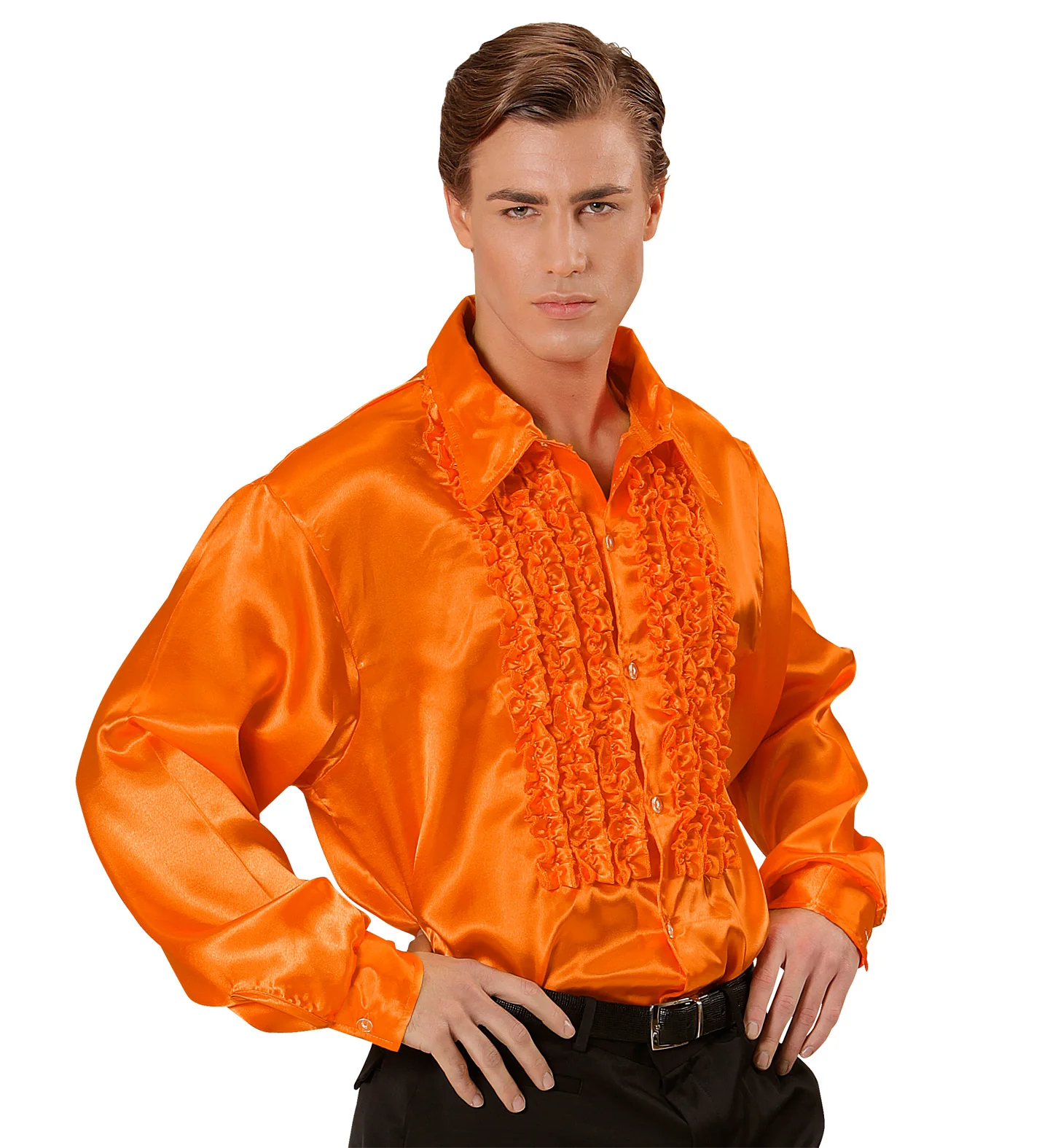 Ruche blouse satijn oranje - Image 3