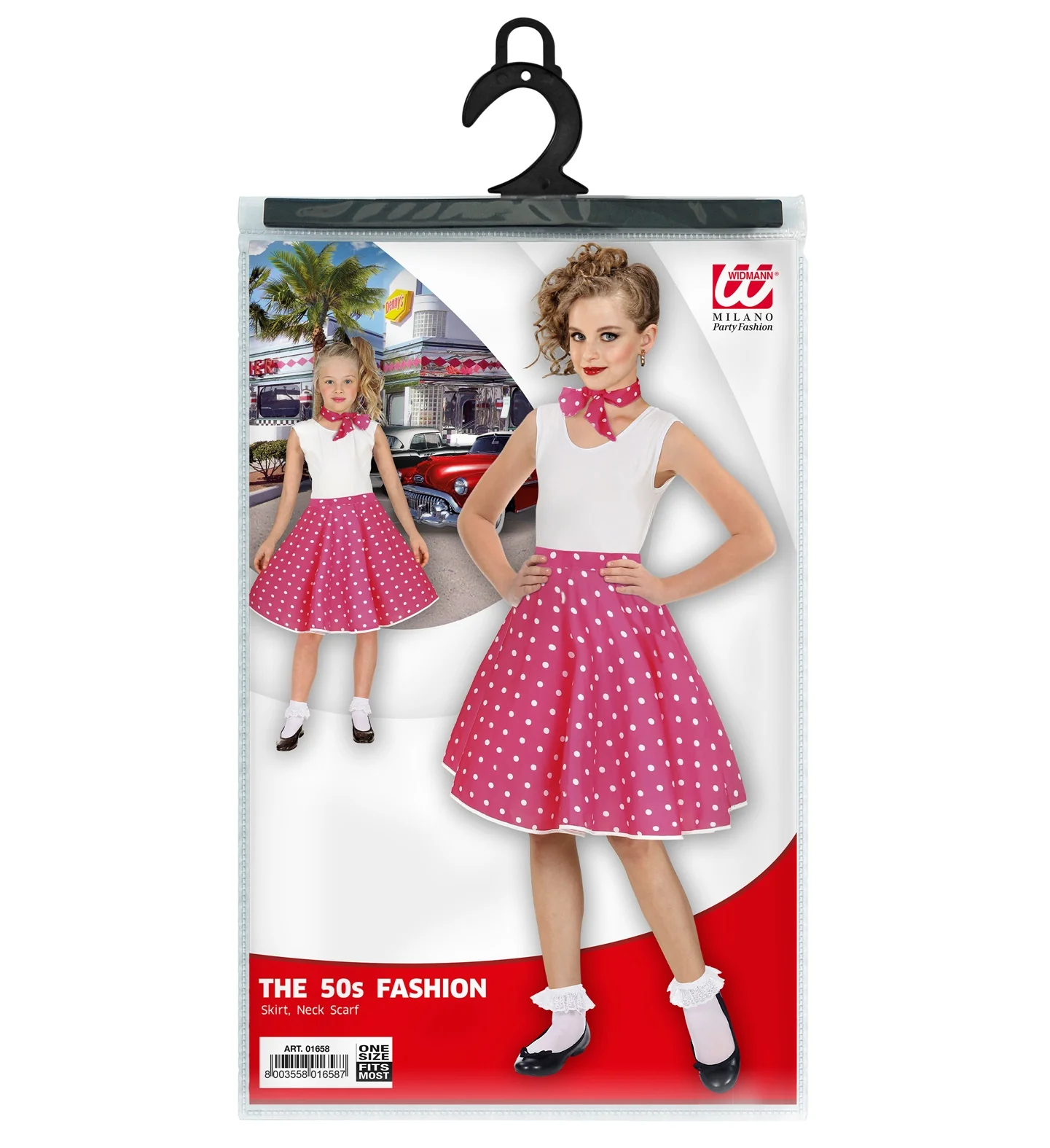 Jaren 50 rok roze wit Holly - Image 4