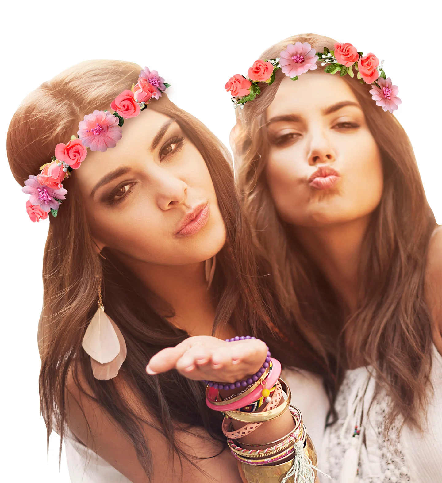 Roze bloemen hoofdbandjes - Image 3