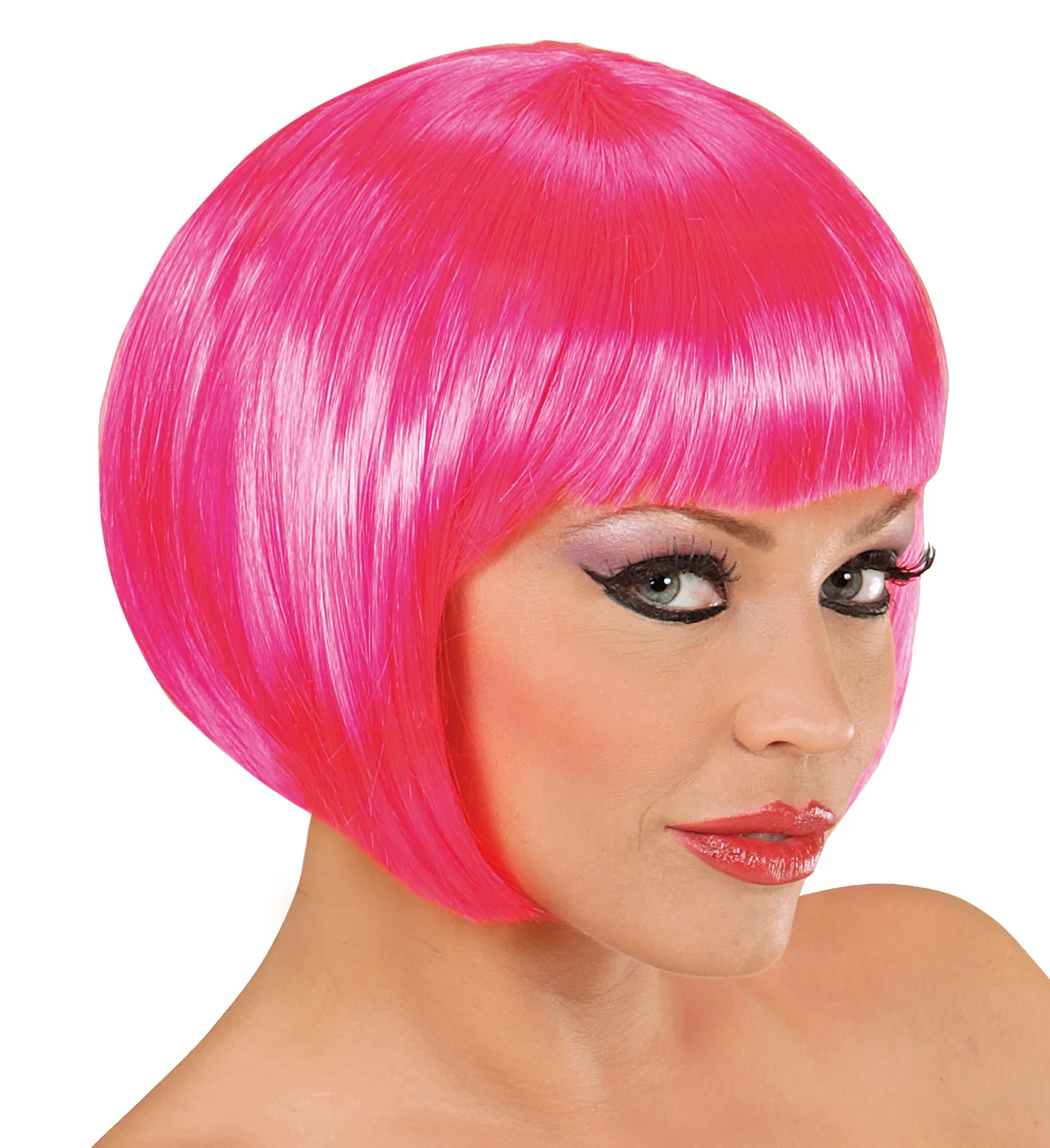 Roze boblijn pruik dame - Image 2