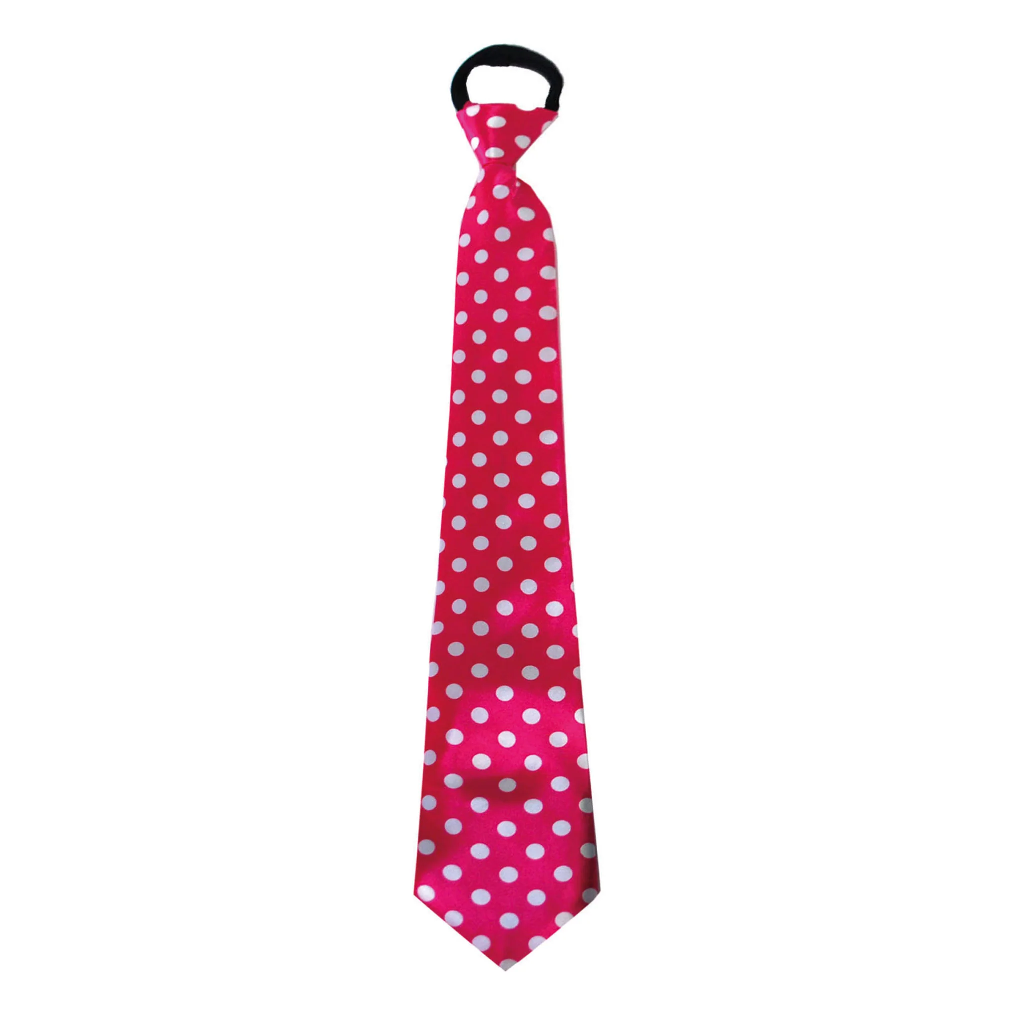 Roze disco stropdas met witte stippen