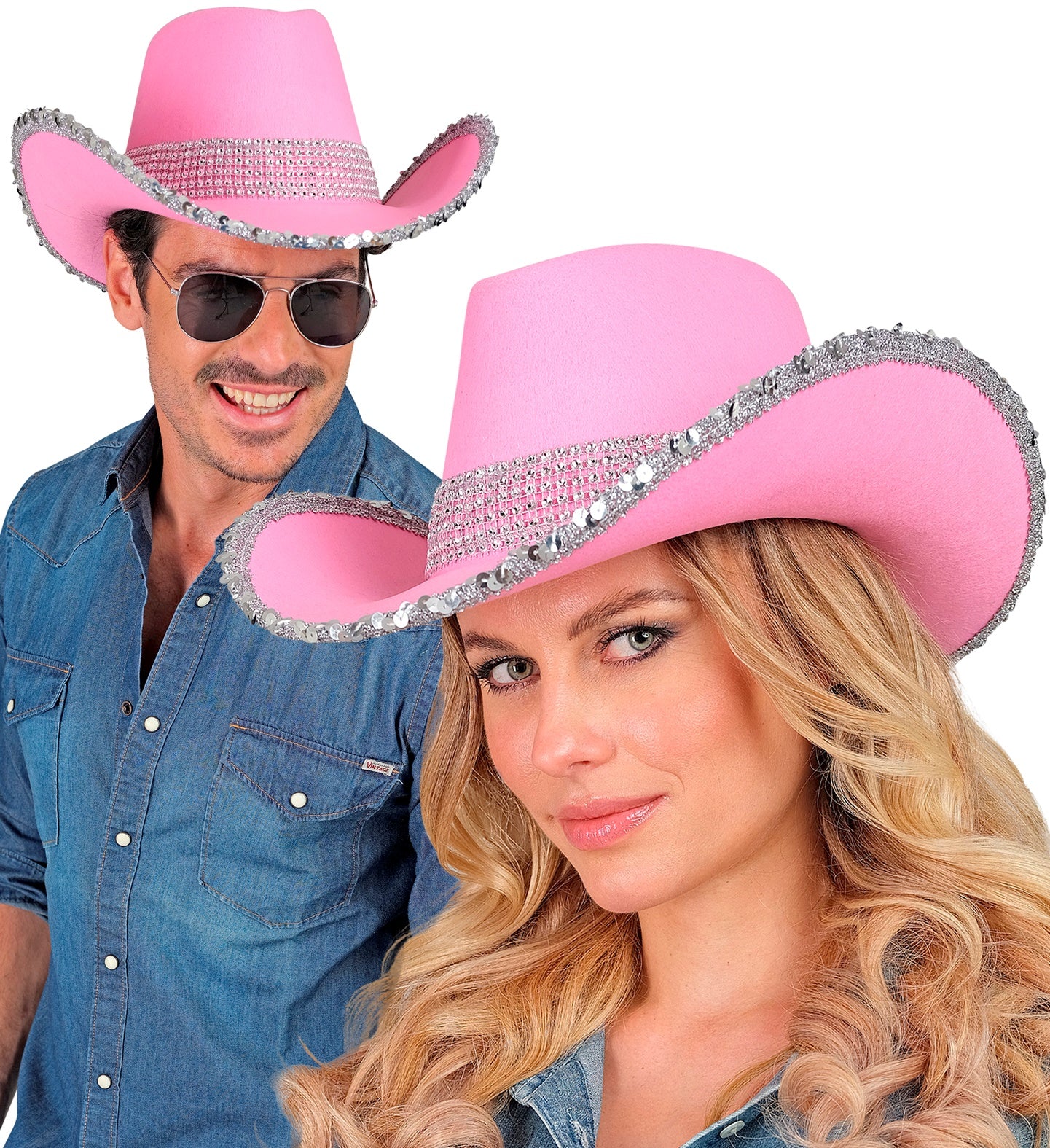 Cowboyhoed roze bling - Image 3