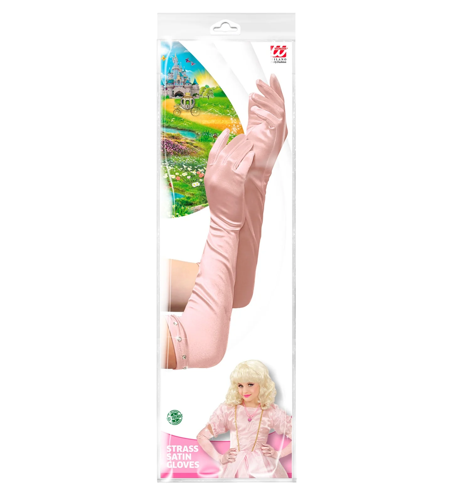 Satijnen handschoenen roze kind - Image 4