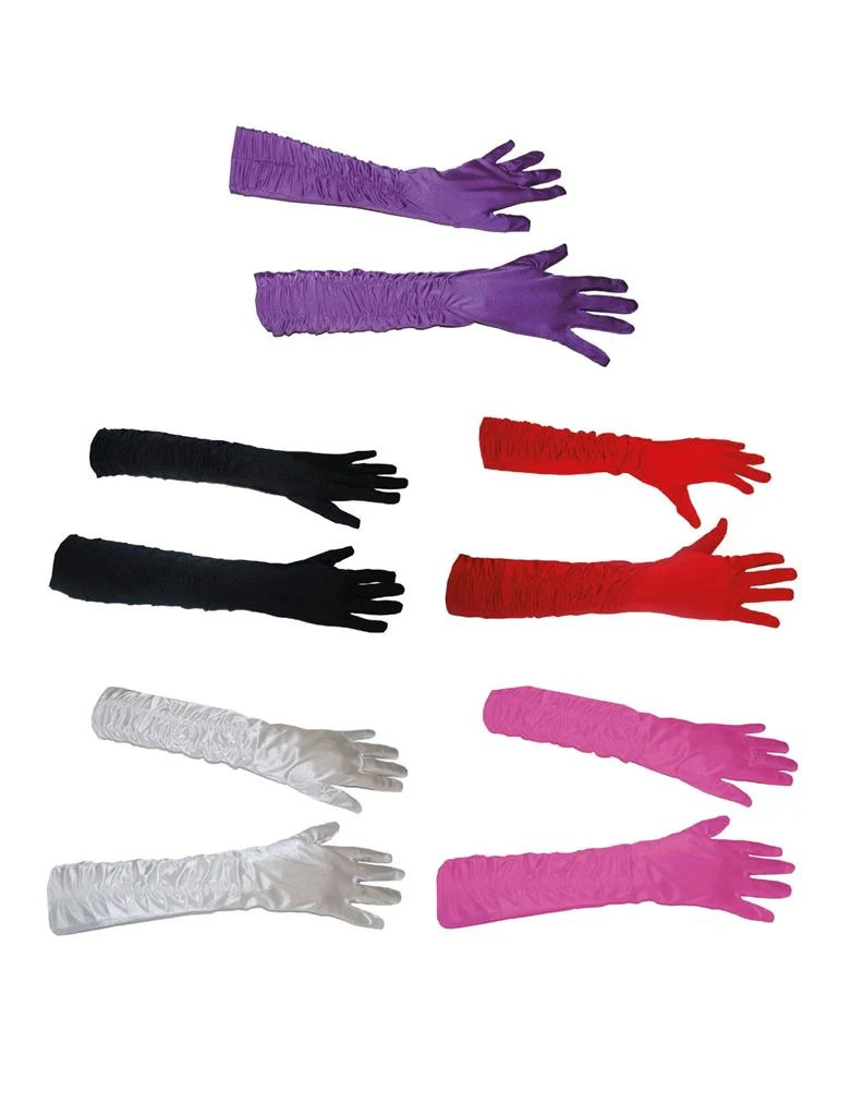 Roze handschoenen gerimpeld 46cm - Image 2