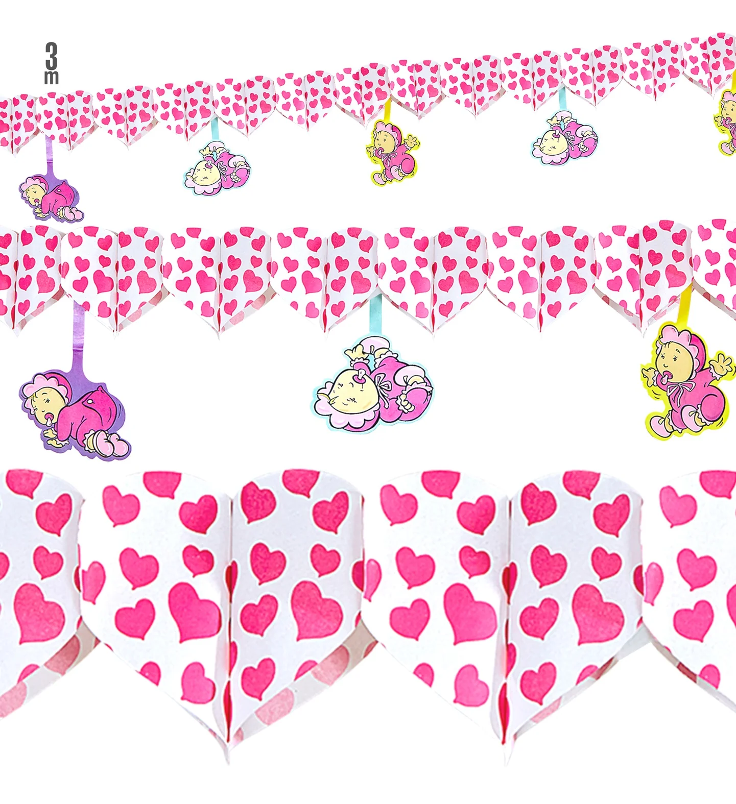 Roze hartjes slingers voor geboorte - Image 3