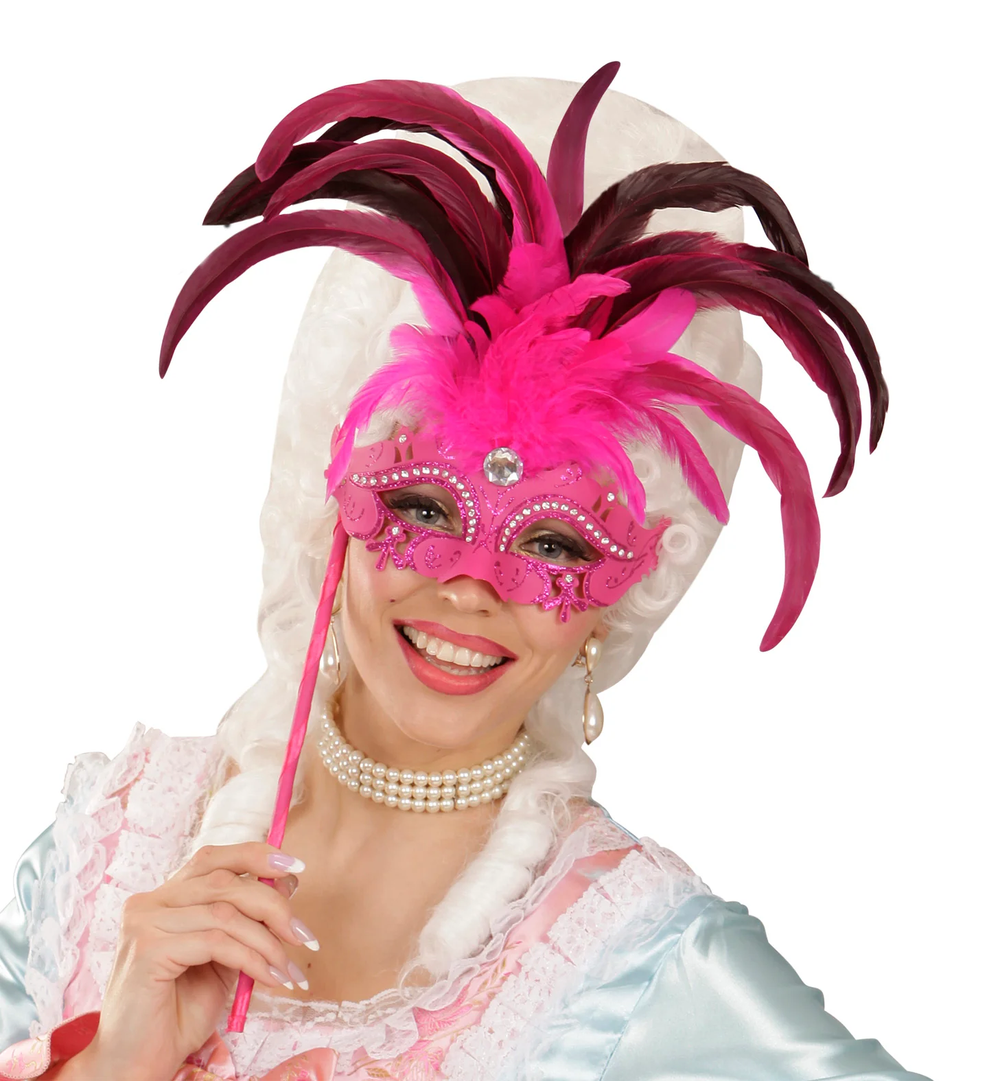 Roze oogmasker met veren - Image 2