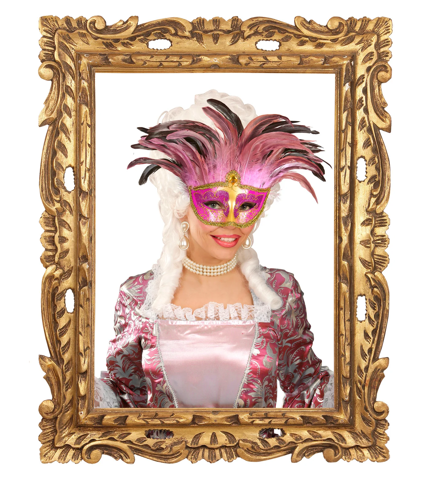 Roze oogmaskers met veertjes - Image 4
