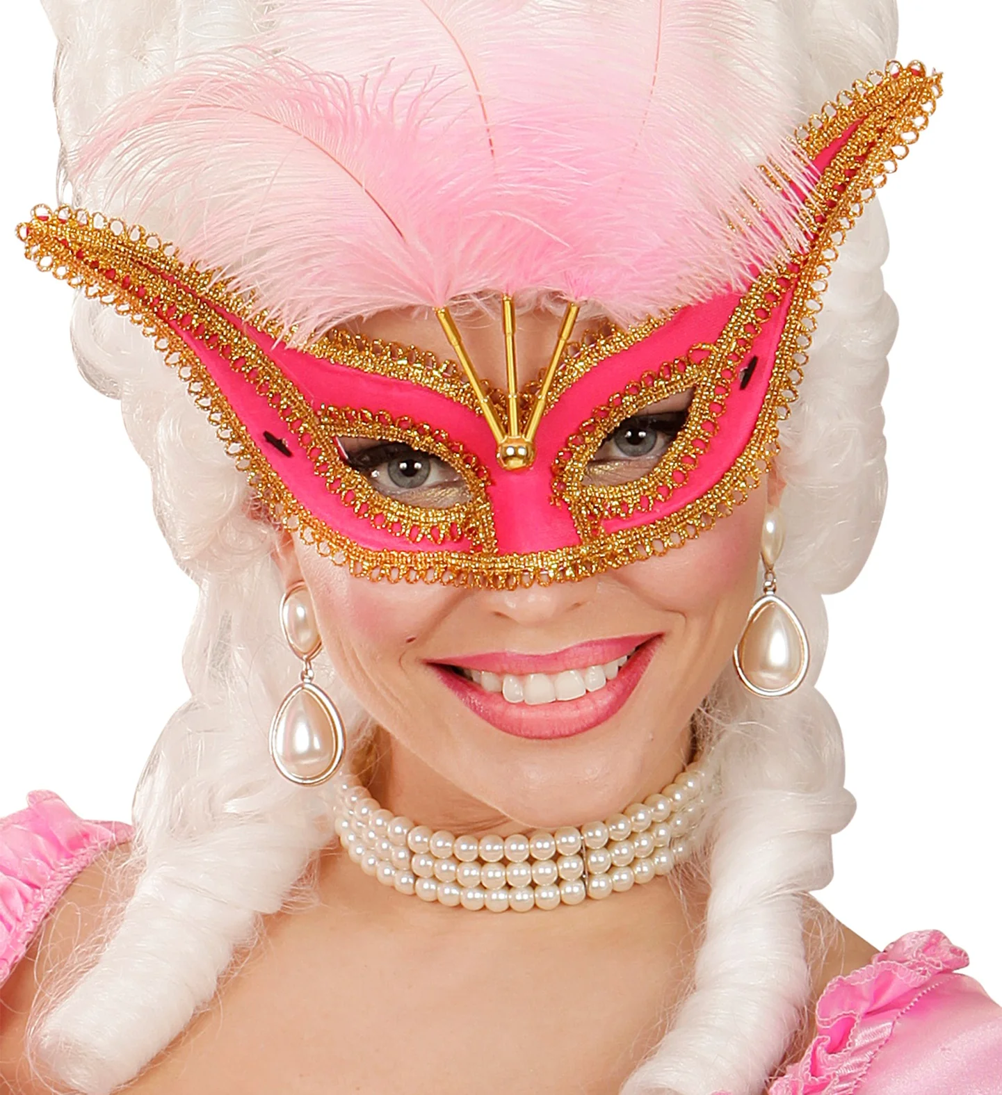 Roze oogmaskers met veertjes - Image 2