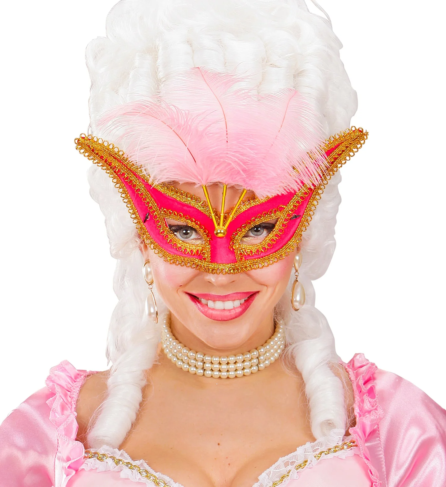 Roze oogmaskers met veertjes - Image 3