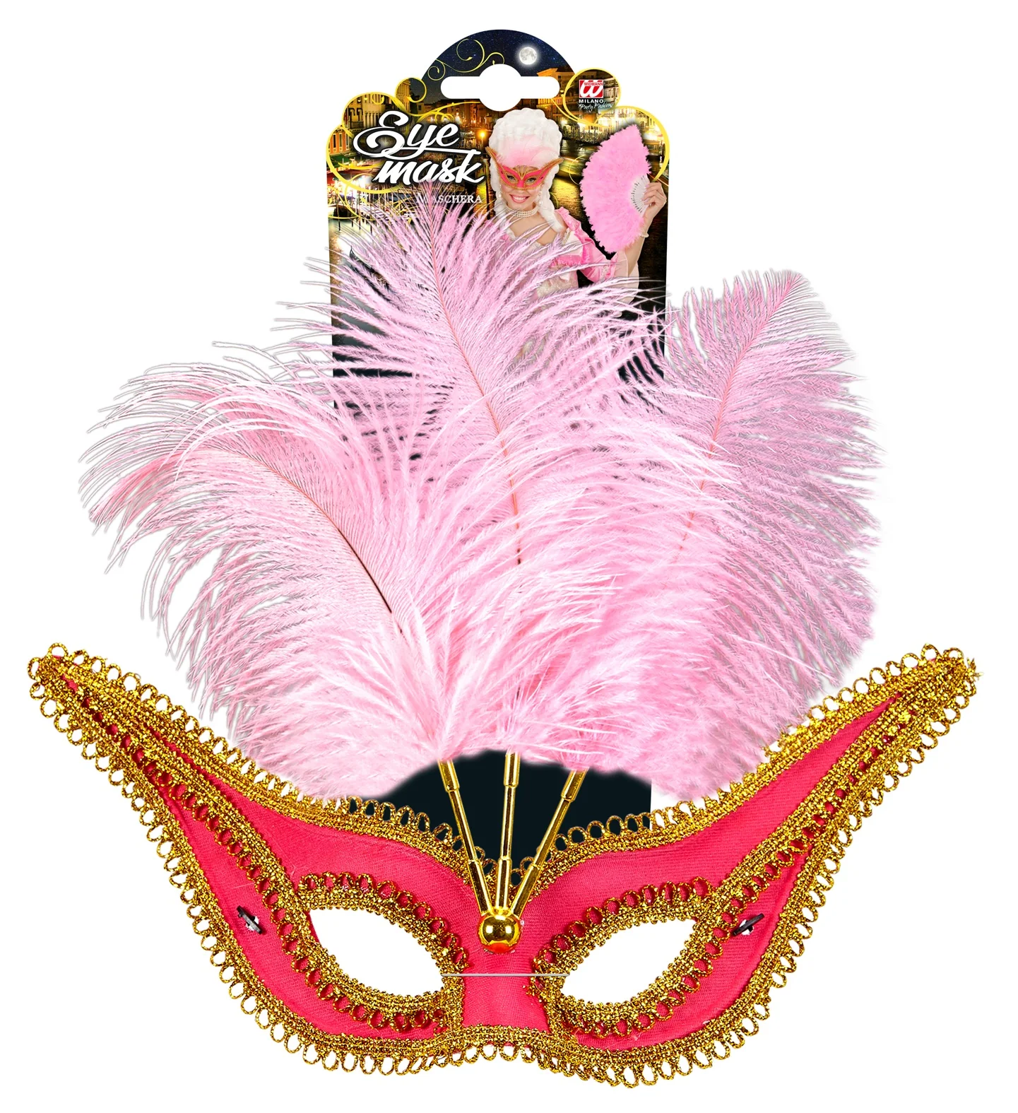 Roze oogmaskers met veertjes - Image 5