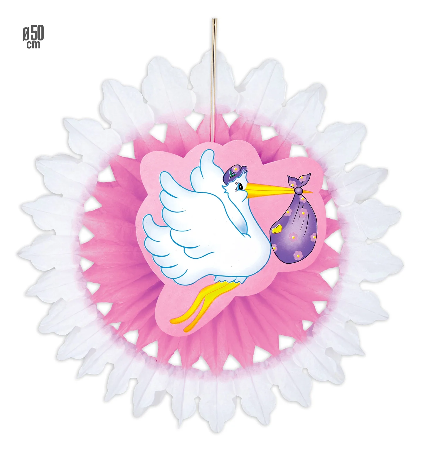 Roze ooievaar waaier decoratie - Image 3
