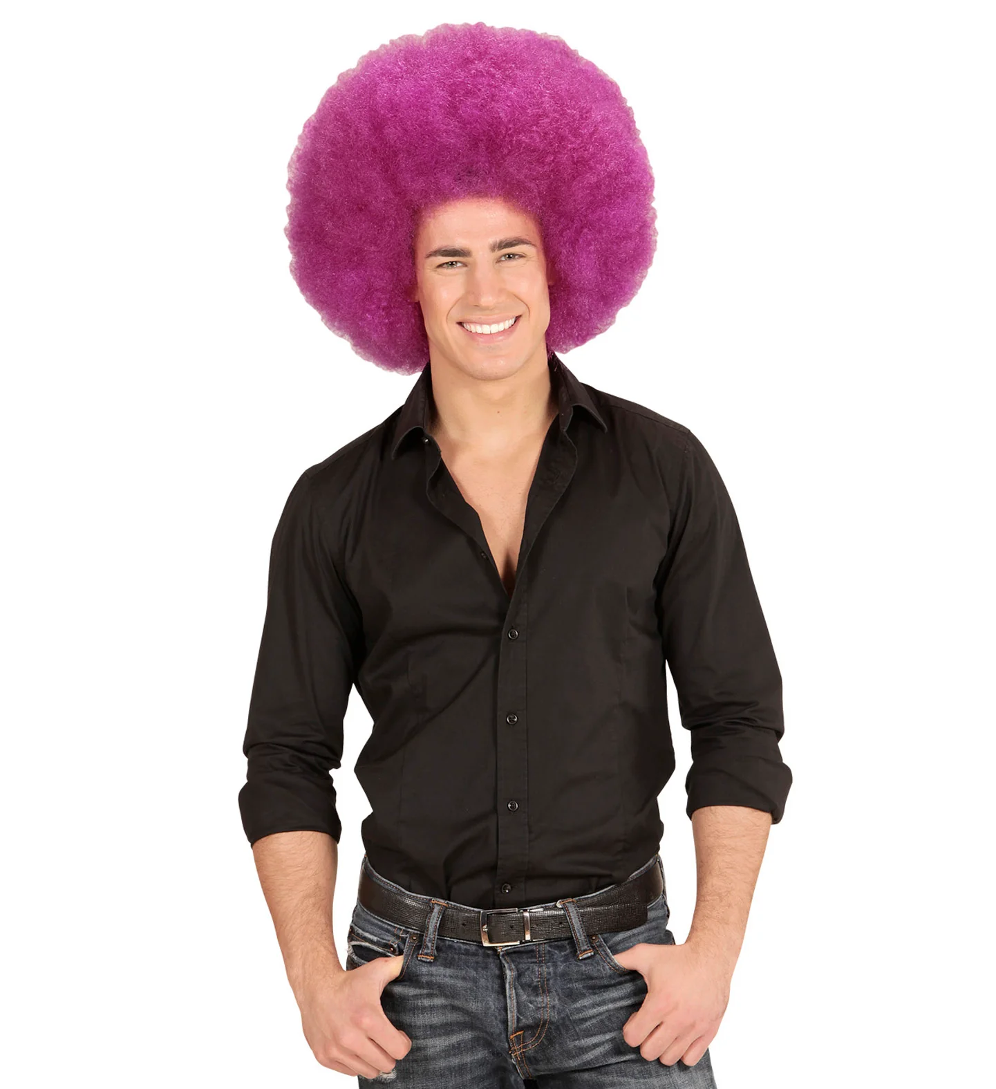 Paarse oversized Afro pruik - Image 3