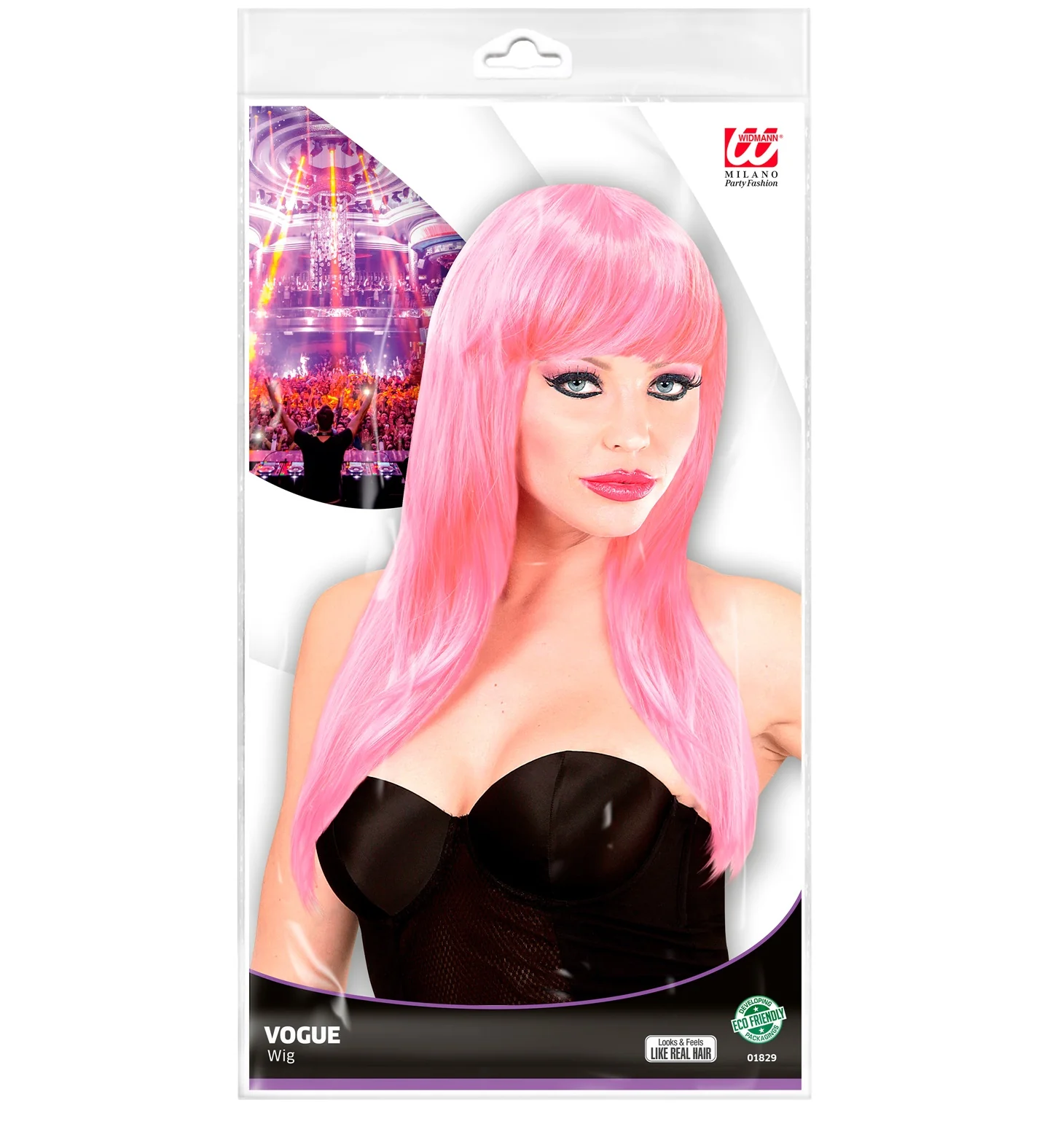 Roze pruik langer haar - Image 2
