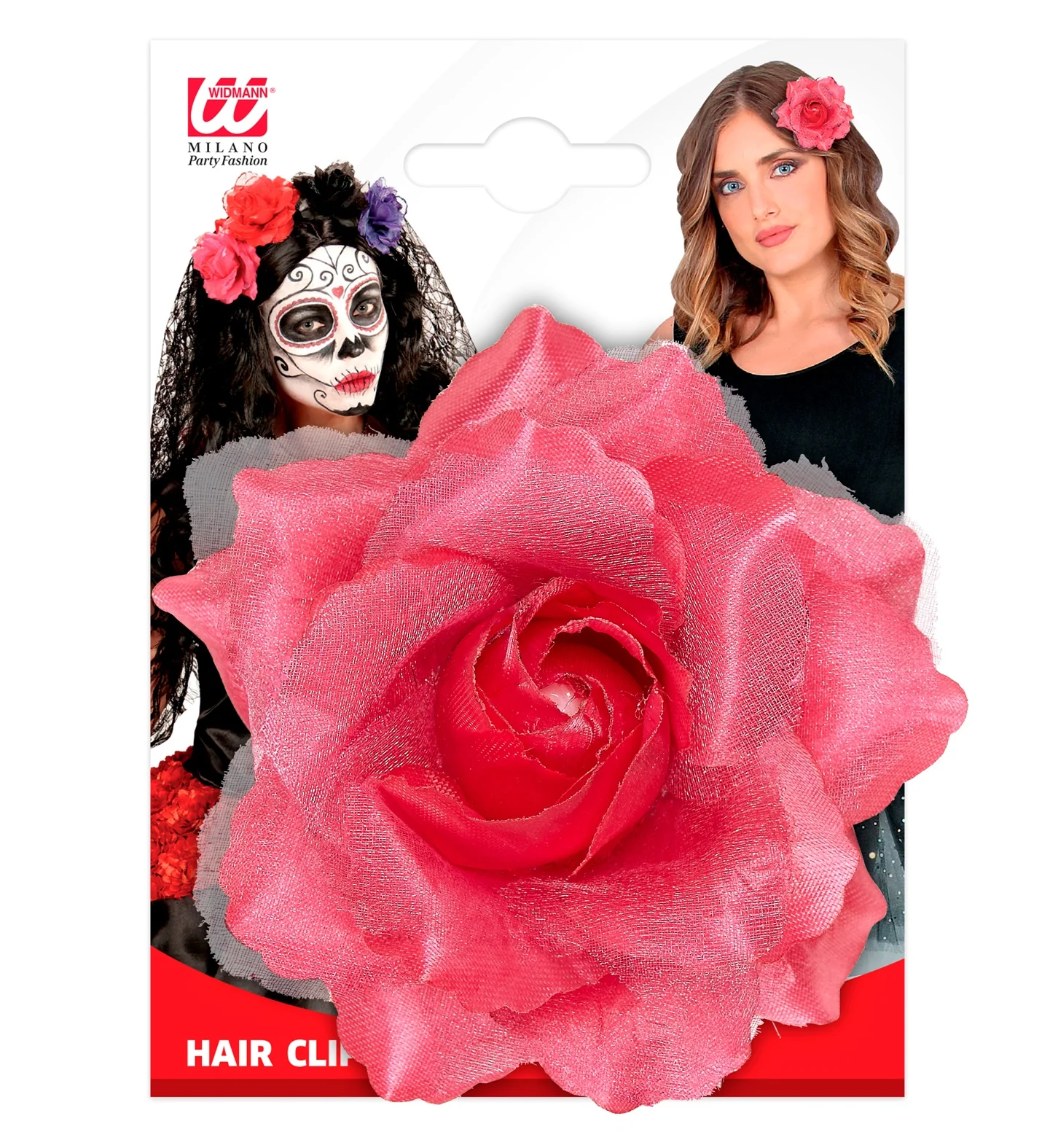 Roze roos haarclip met glitters - Image 5