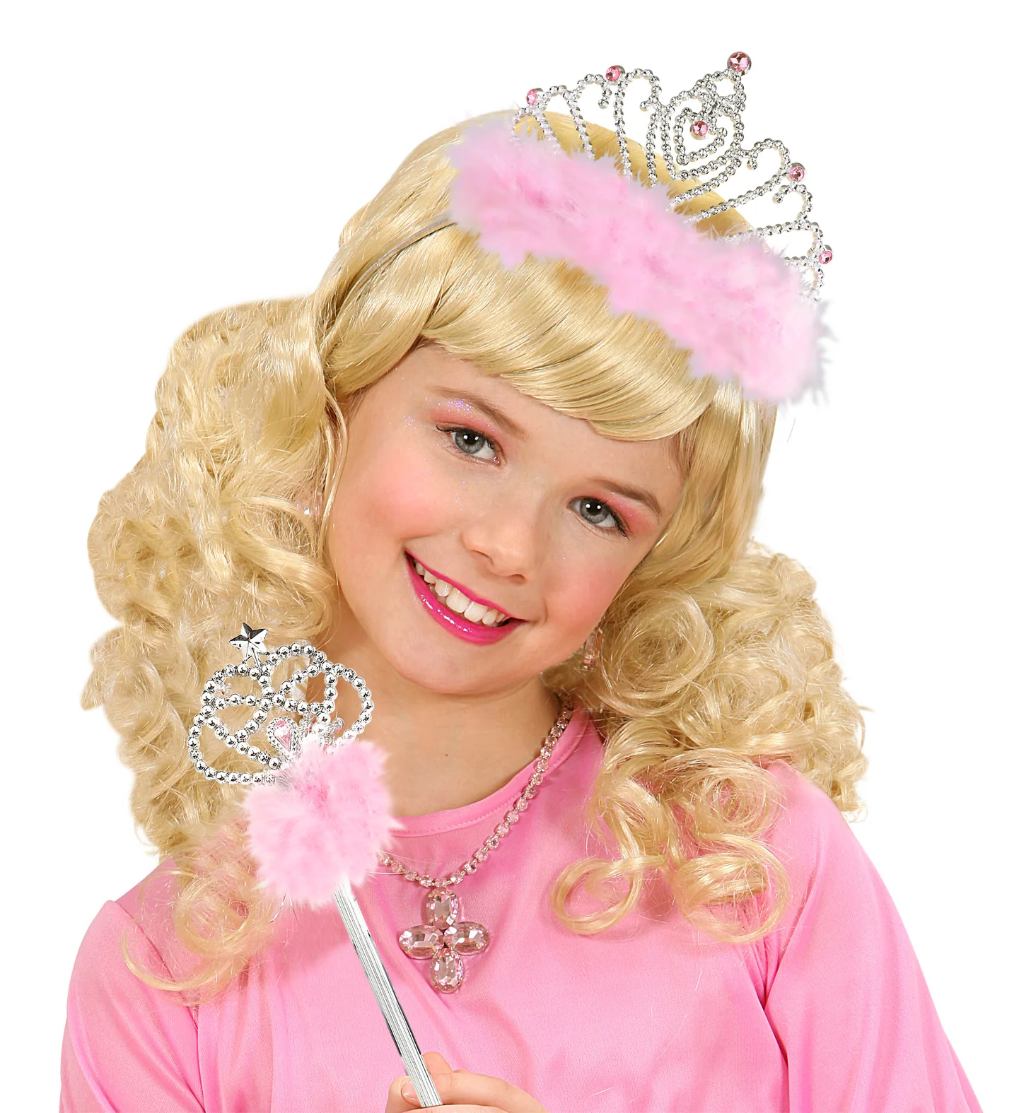 Roze prinsessenkroon met marabou - Image 4