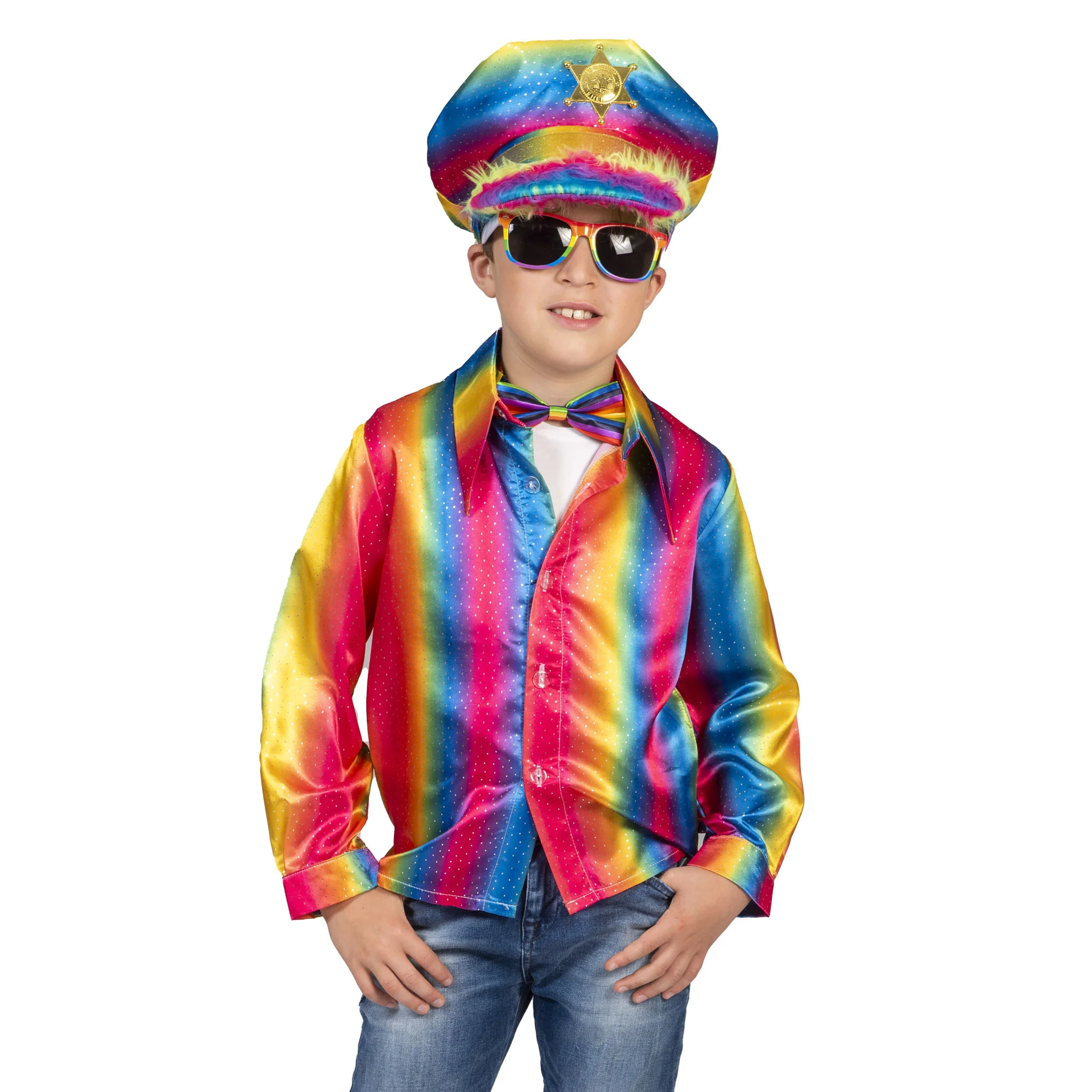 Disco shirt Stijn regenboogkleuren