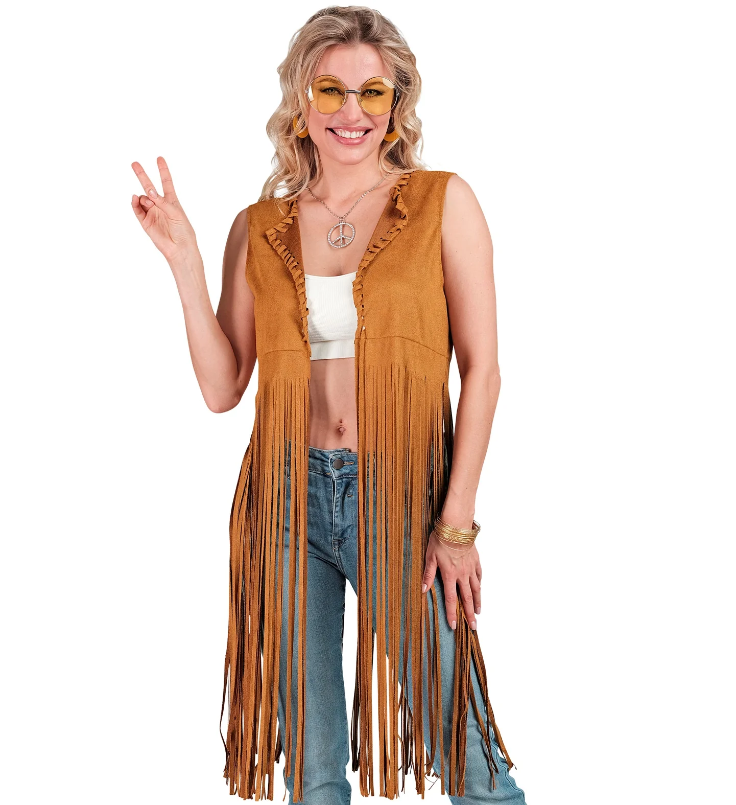 Hippie vest lang met franjes