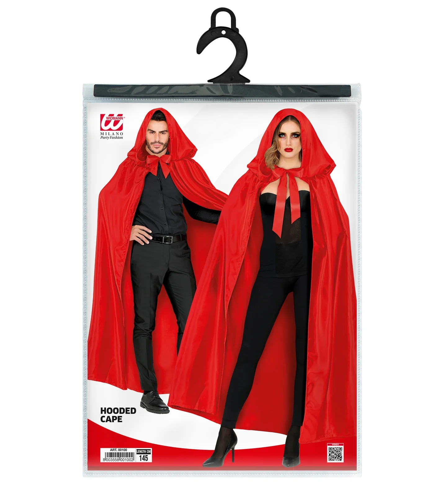 Satijnen cape rood met muts - Image 6