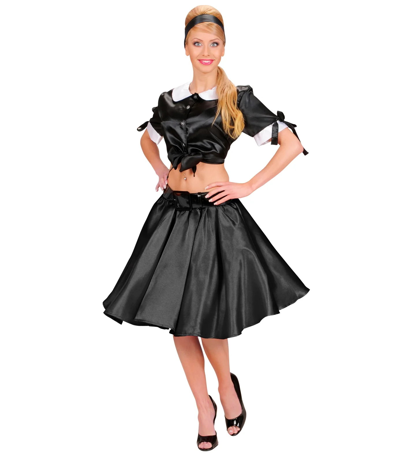 Satijnen rok zwart met petticoat - Image 2