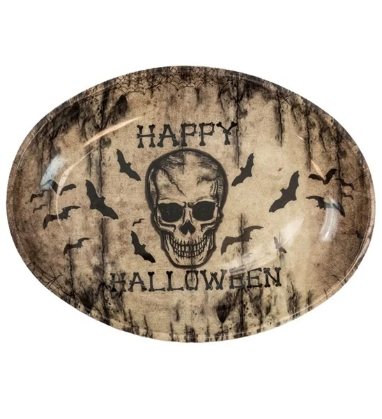Schaal happy halloween schedel 40 x 30,5 cm