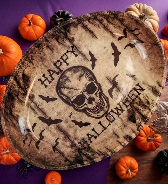 Schaal happy halloween schedel 40 x 30,5 cm - Image 3