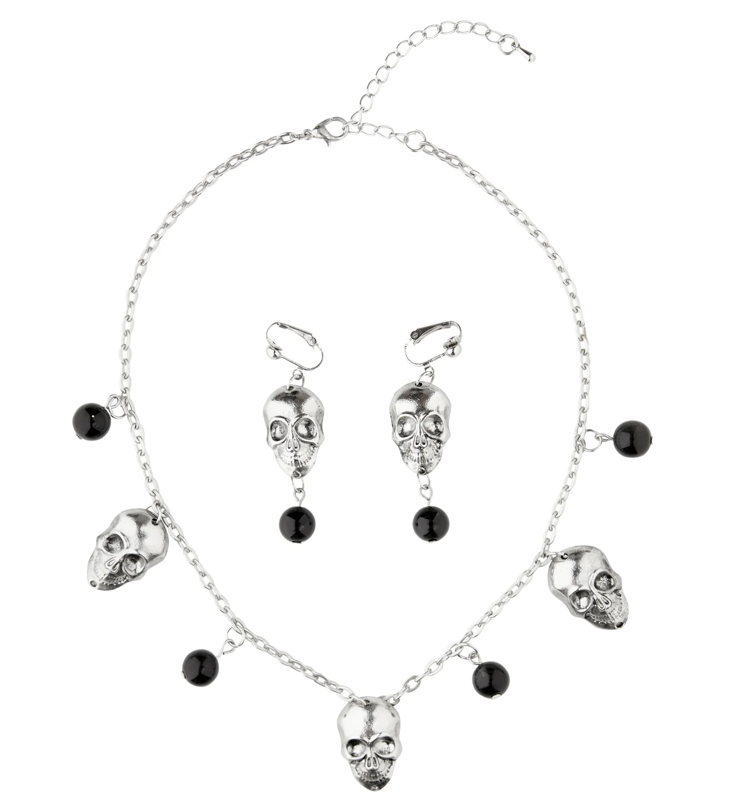 Schedel ketting met oorbellen