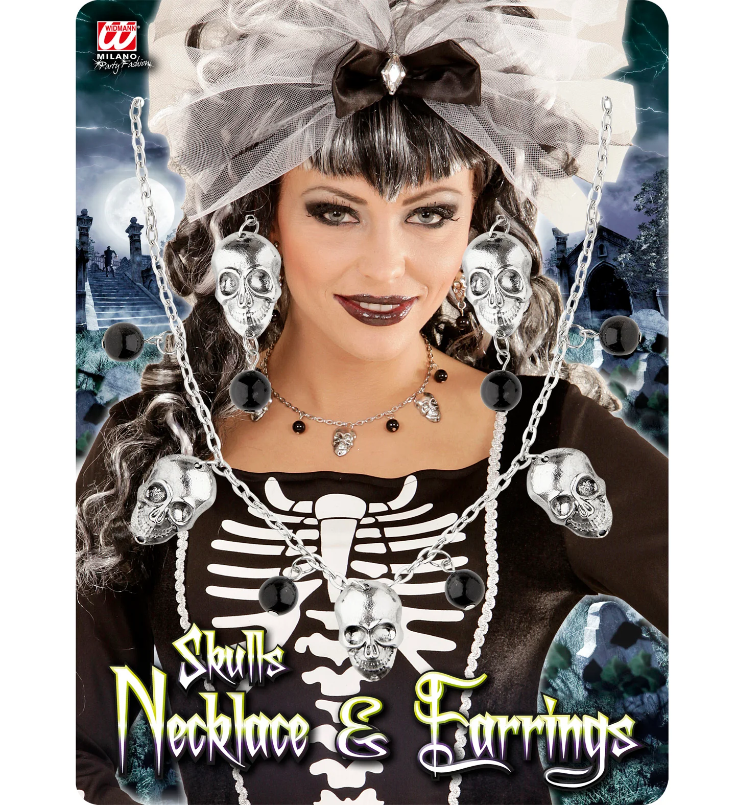 Schedel ketting met oorbellen - Image 5