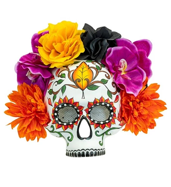 Schedelmasker dag van de doden met gekleurde bloemen Anouk - Image 2