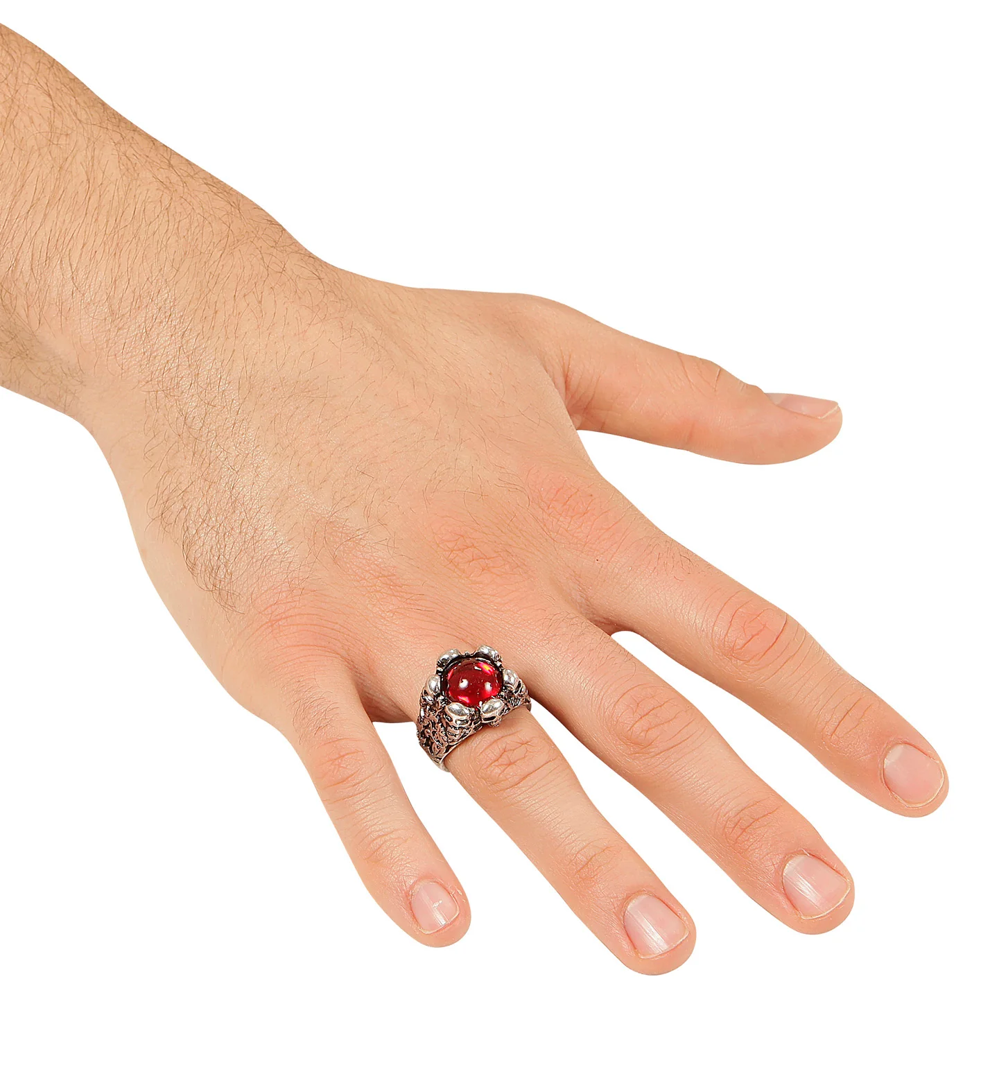 Schedelring met rode steen - Image 3