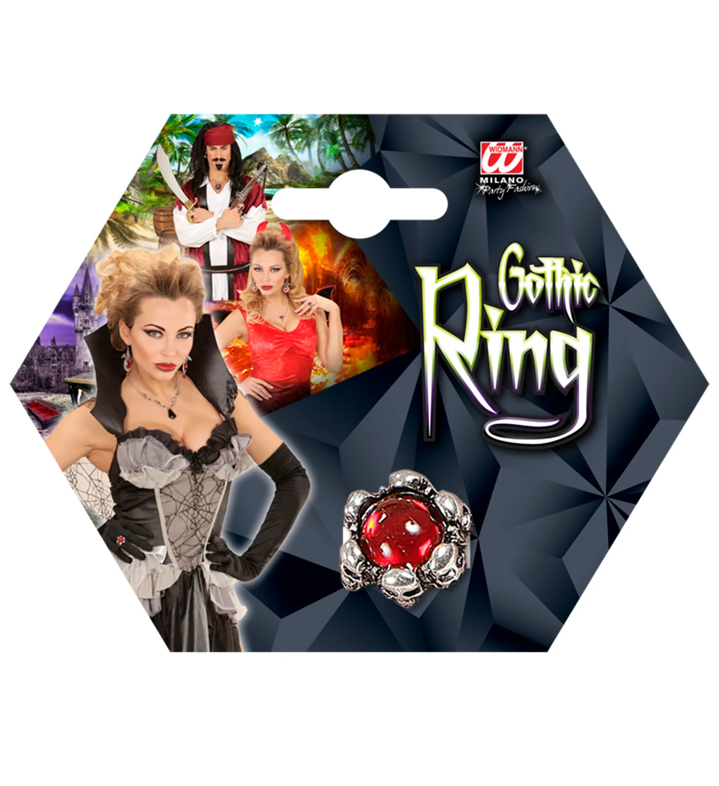 Schedelring met rode steen - Image 6