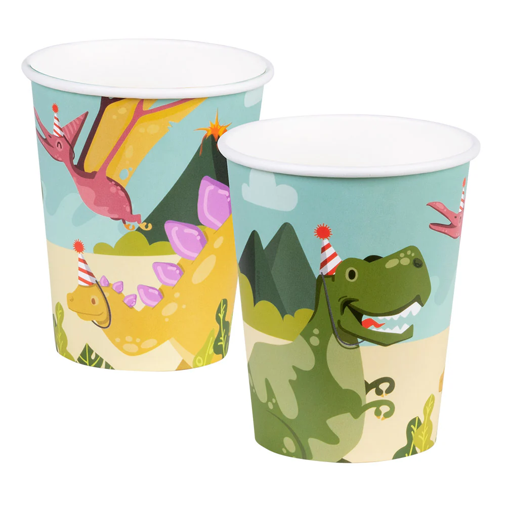 Set 10 papieren bekertjes Dino party