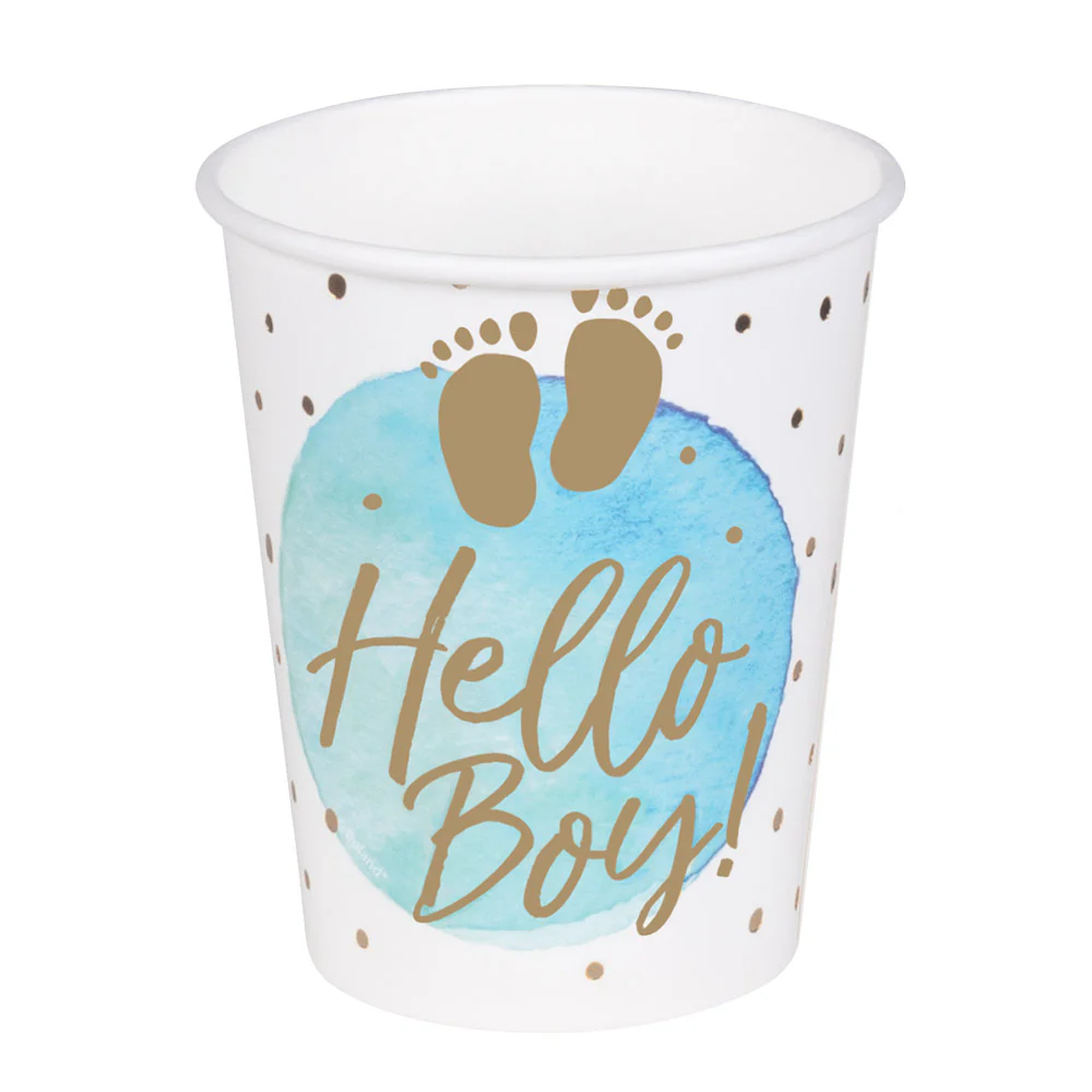 Set 10 papieren bekertjes 'Hello boy!'
