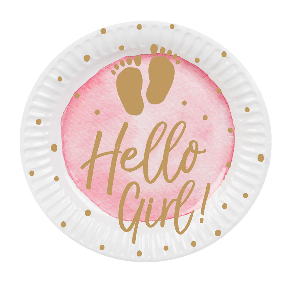 Set 10 papieren bordjes 'Hello girl!'