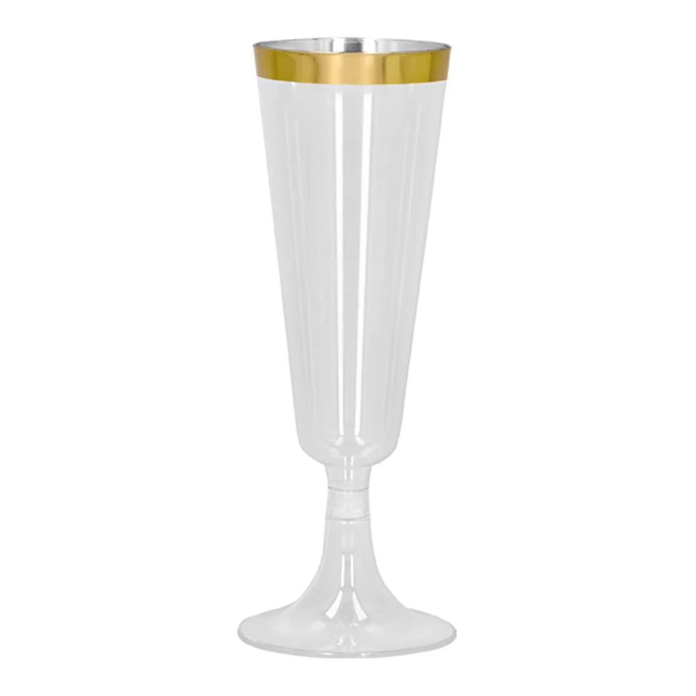Set 4 sparkling plastic flutes goud bekers - Image 2