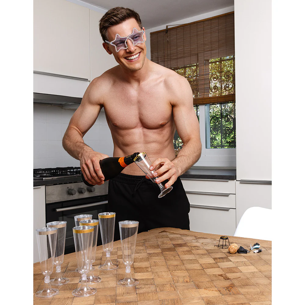 Set 4 sparkling plastic flutes zilver bekers - Image 3