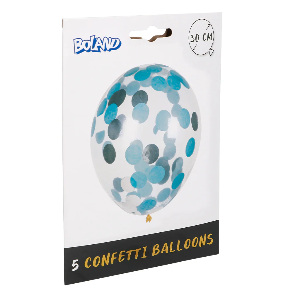 Set 5 confettiballonnen blauw/zilver - Image 2
