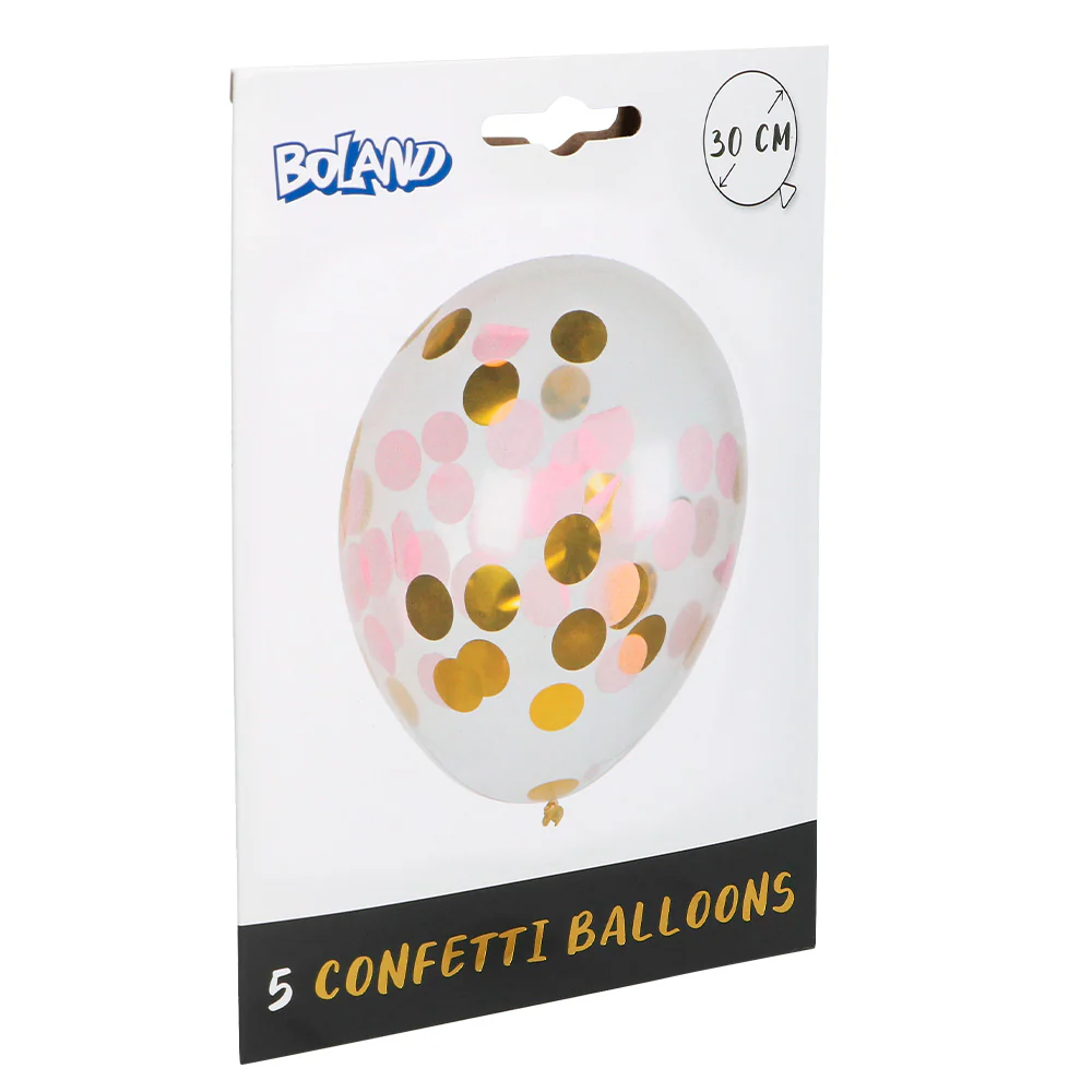 Set 5 confettiballonnen roze/goud - Image 2