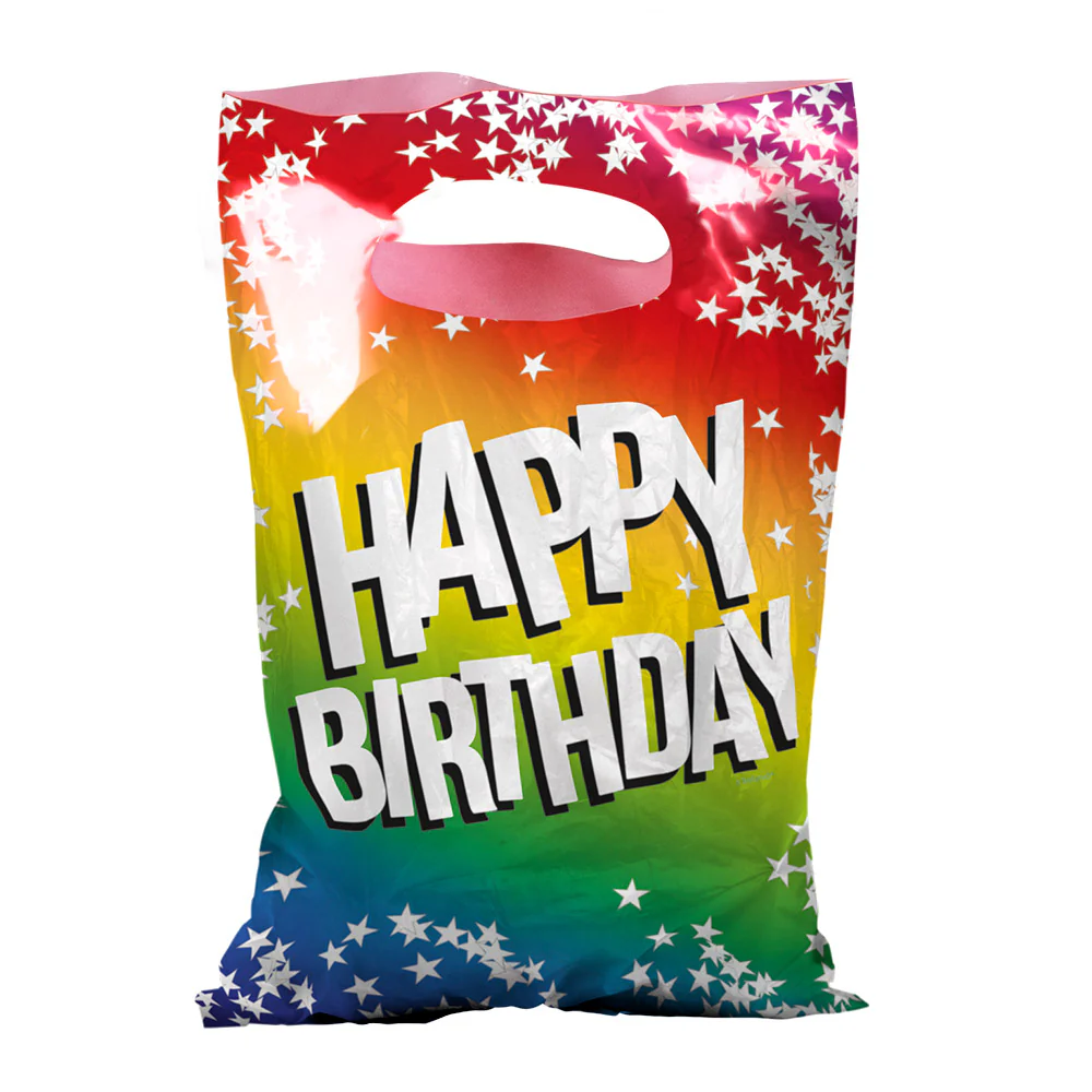 Set 6 PE feestzakjes Rainbow 'Happy birthday' - Image 2