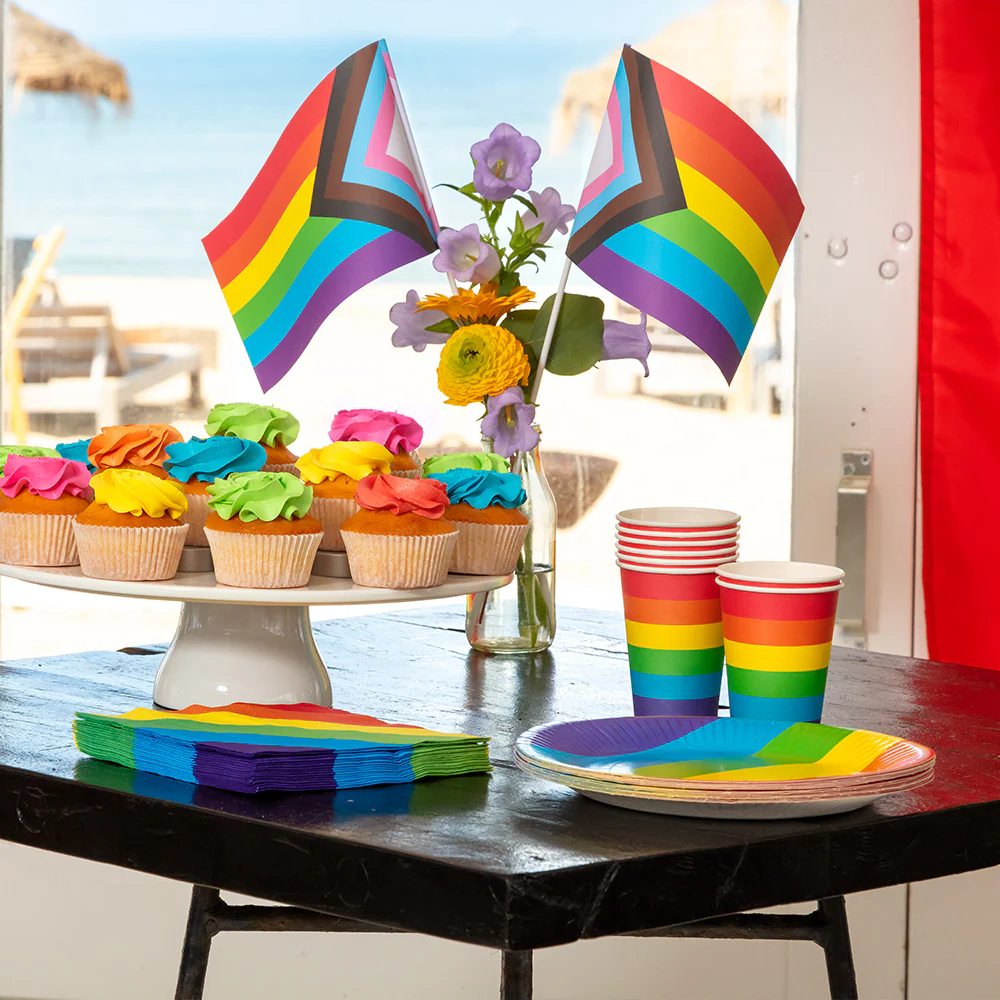 Set 8 papieren bekertjes Regenboog - Image 2
