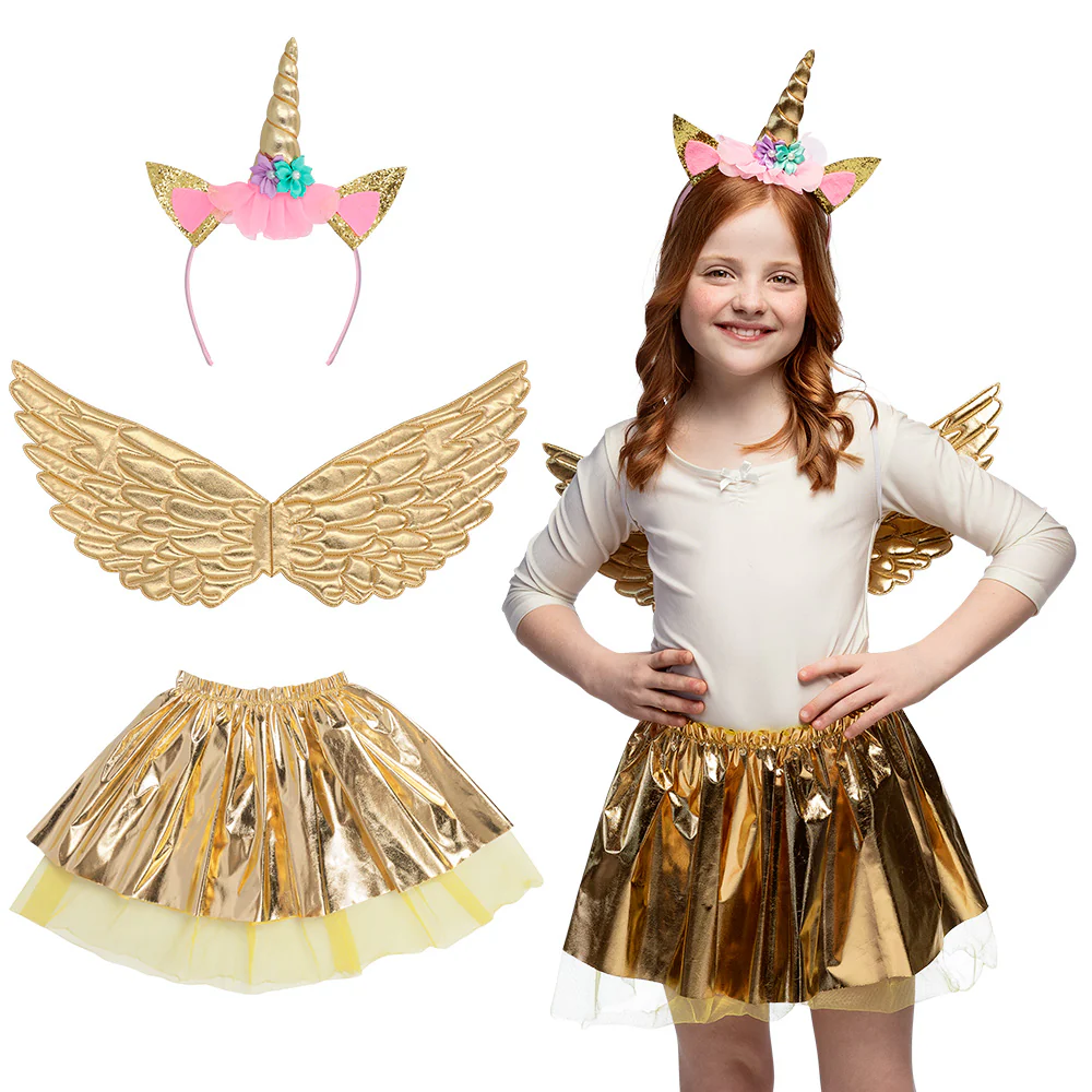 Unicorn eenhoorn verkleed set goud - Image 2