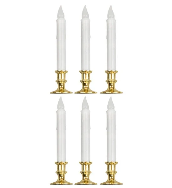 Set van 6 witte kaarsen met flikkerend licht en timer 23cm Noah