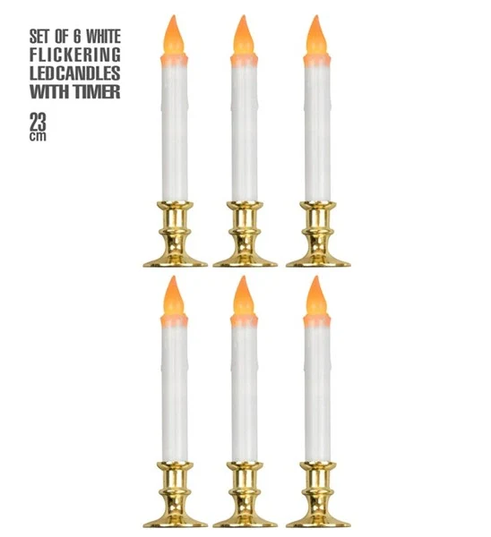 Set van 6 witte kaarsen met flikkerend licht en timer 23cm Noah - Image 3