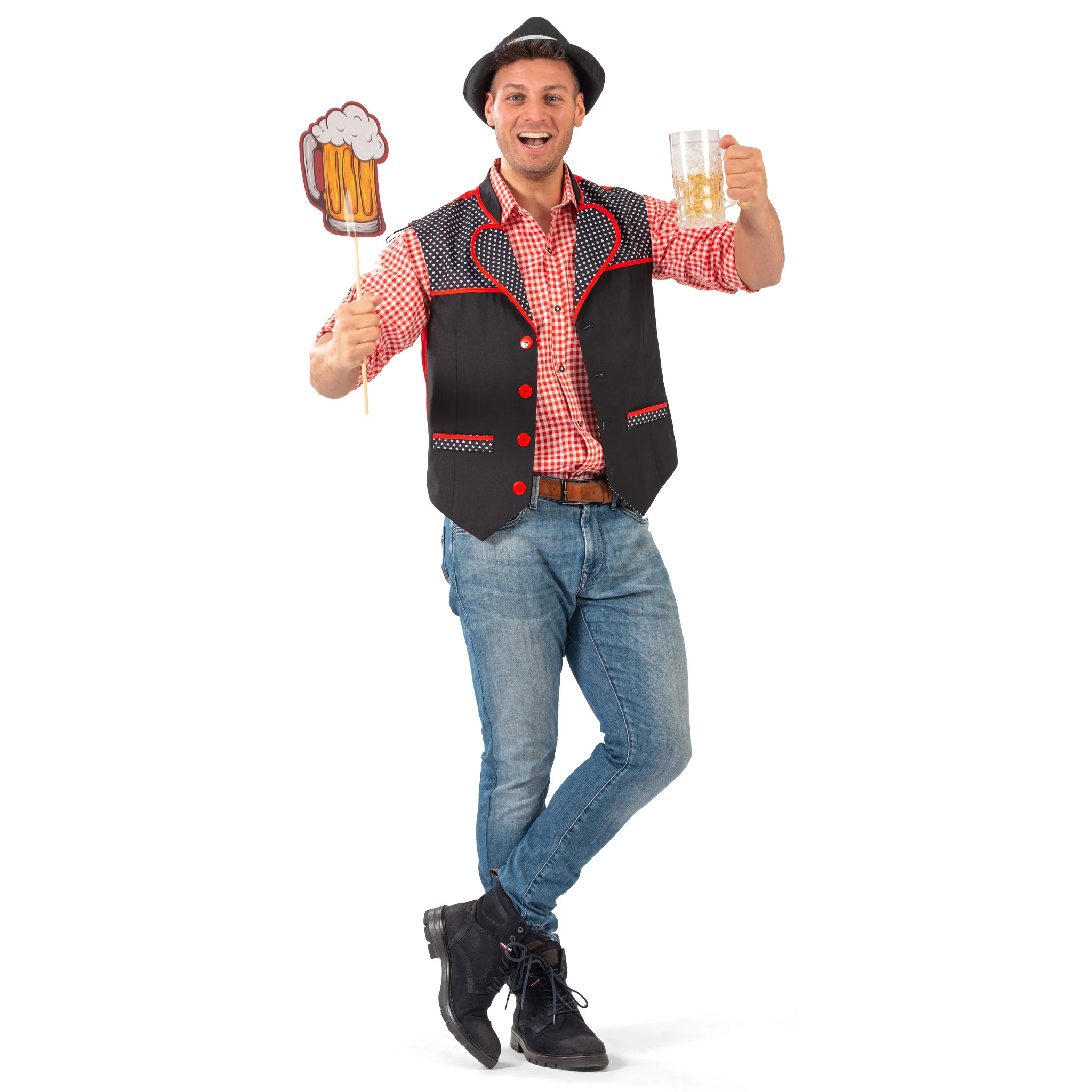 Shirt oktoberfest rood wit geblokt - Image 2
