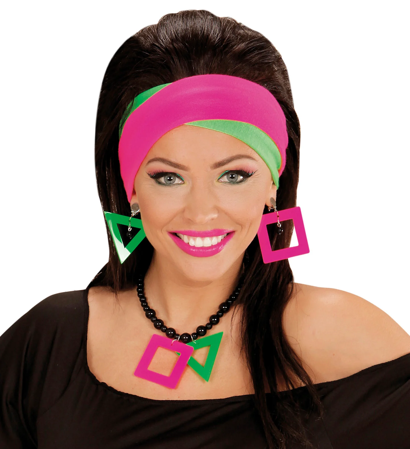 Disco ketting met oorbellen neon - Image 3