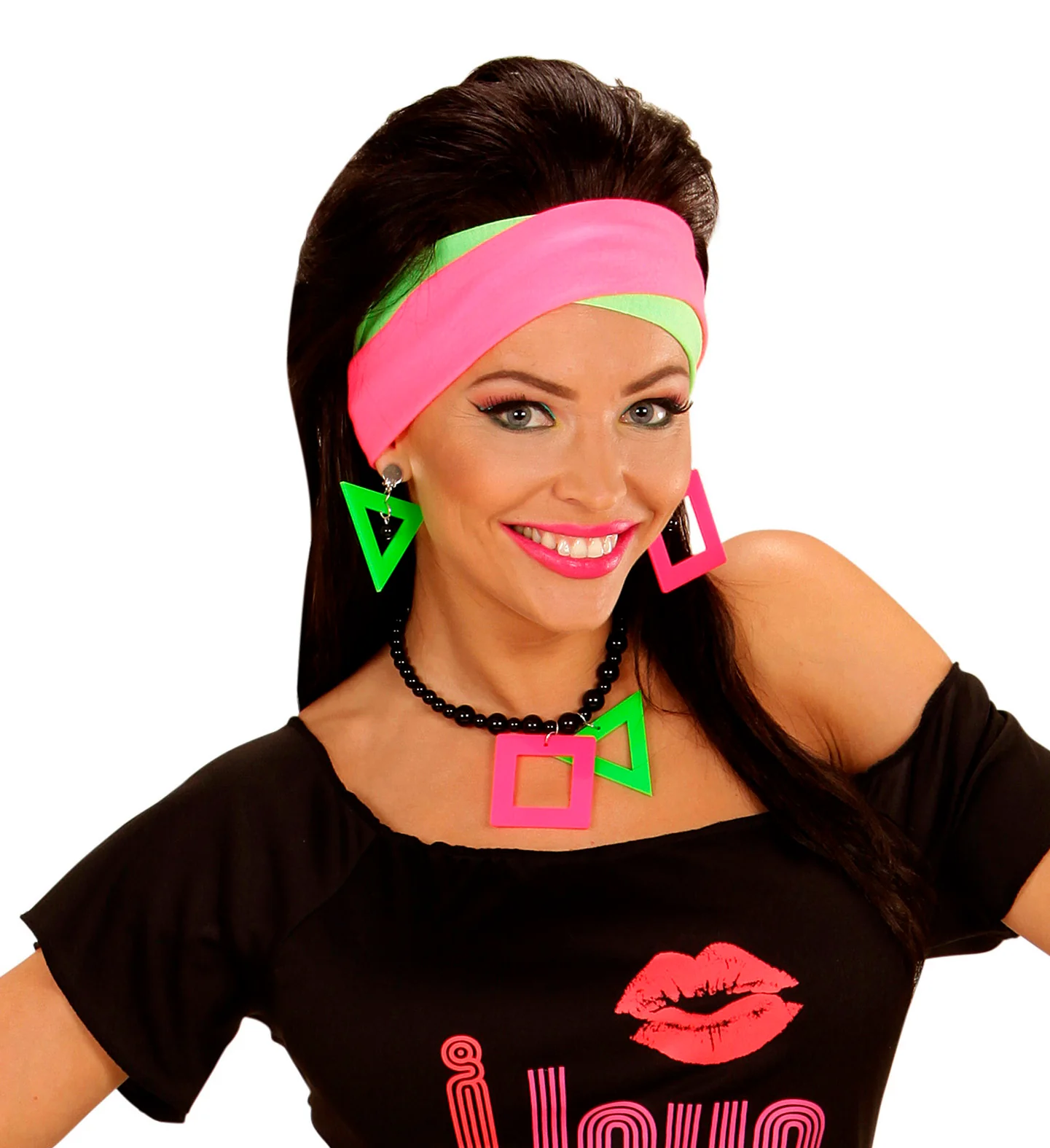 Disco ketting met oorbellen neon - Image 4