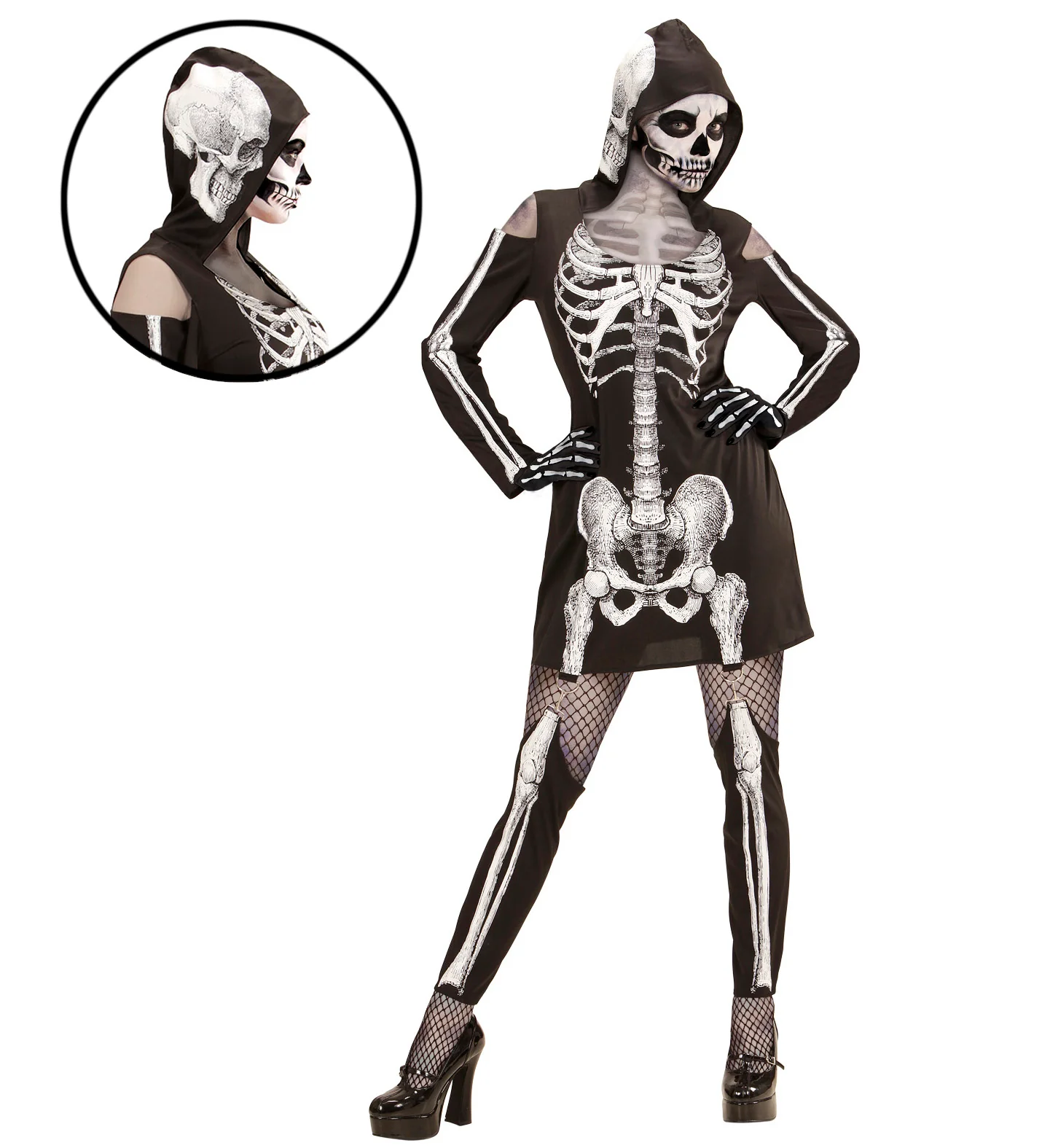 Skeletjurk met schedel voor dames - Image 4