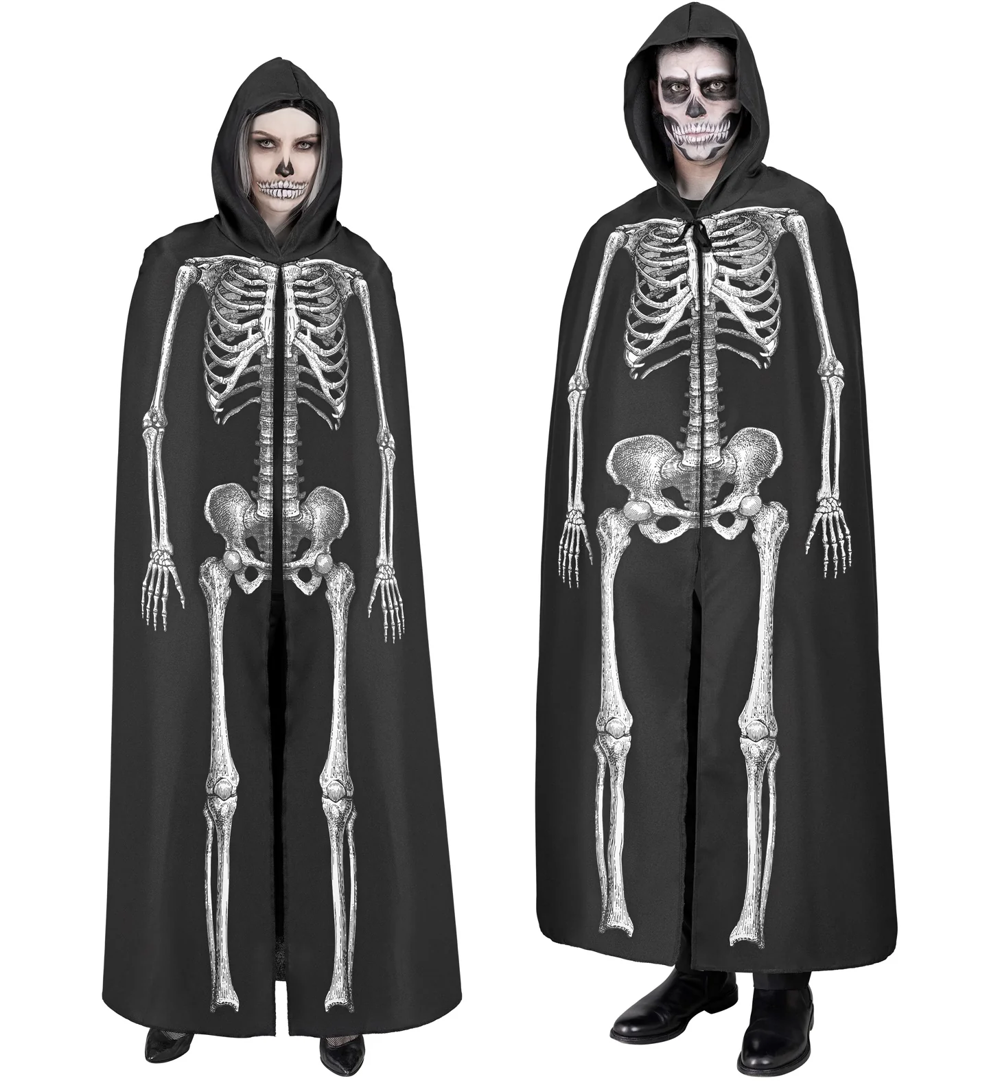Skeleton cape met capuchon zwart - Image 4